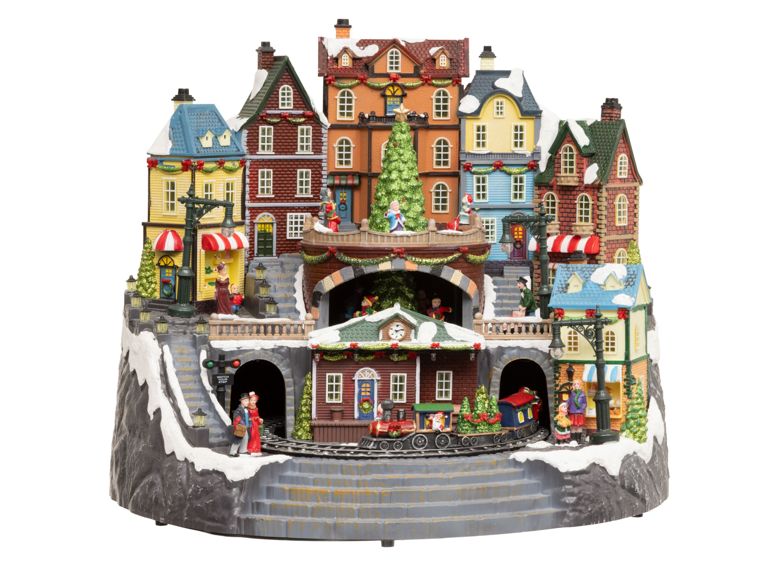 Aperçu - Décoration de Noël Village LED H37,5cm - polystone - multicolor