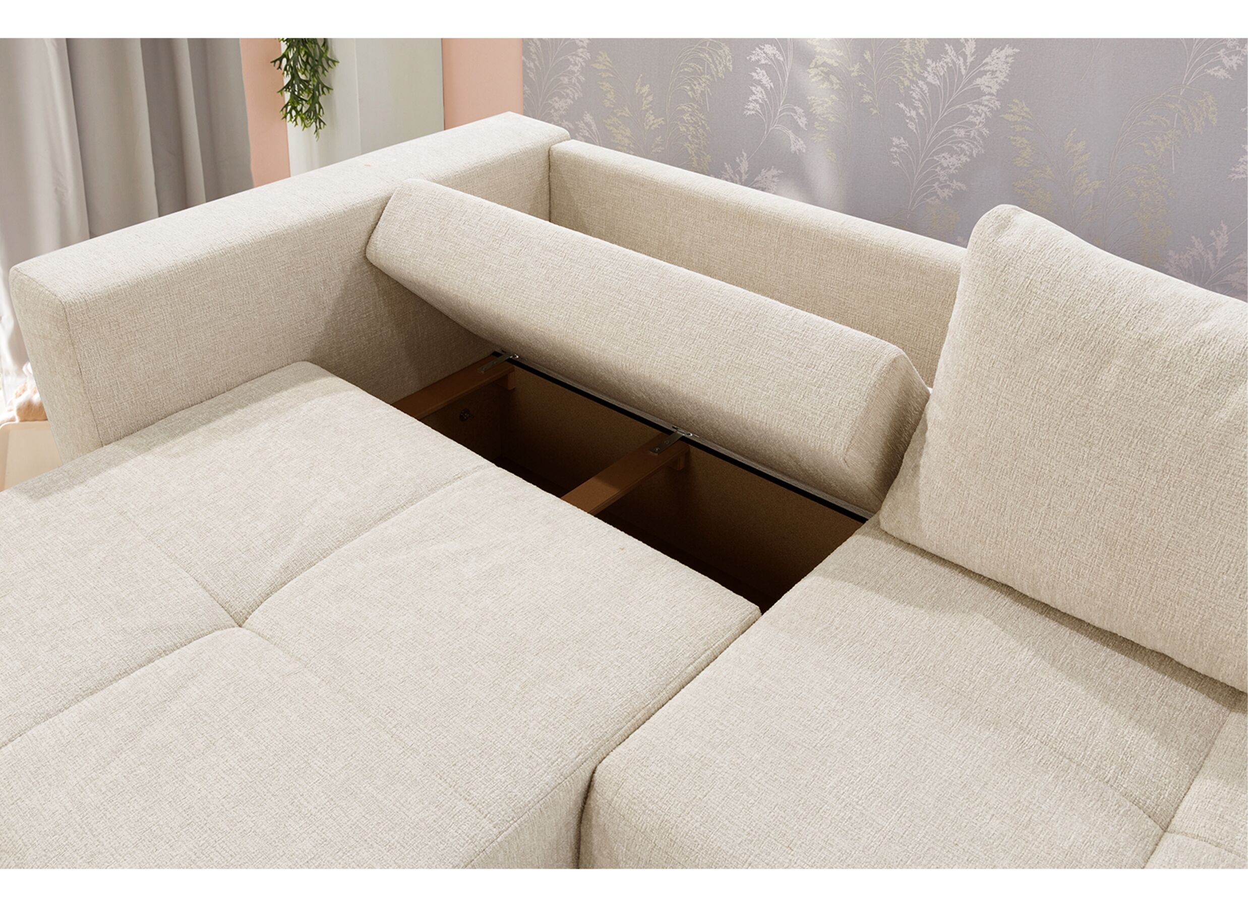 Sfeerfoto - Zetel Relax Bigsofa 4-zit - stof - chenile beige