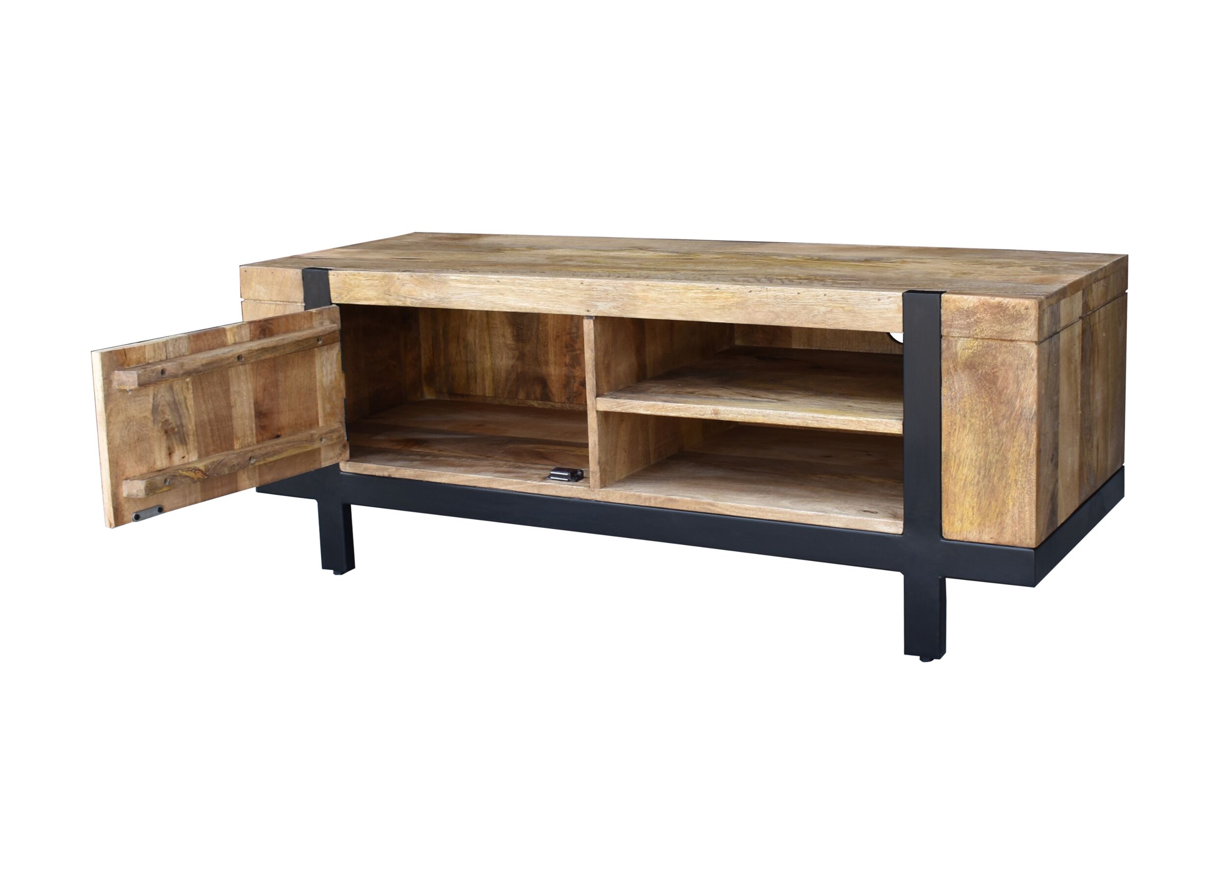 Tv-meubel Chaparral 125cm - mango massief - naturel & zwart