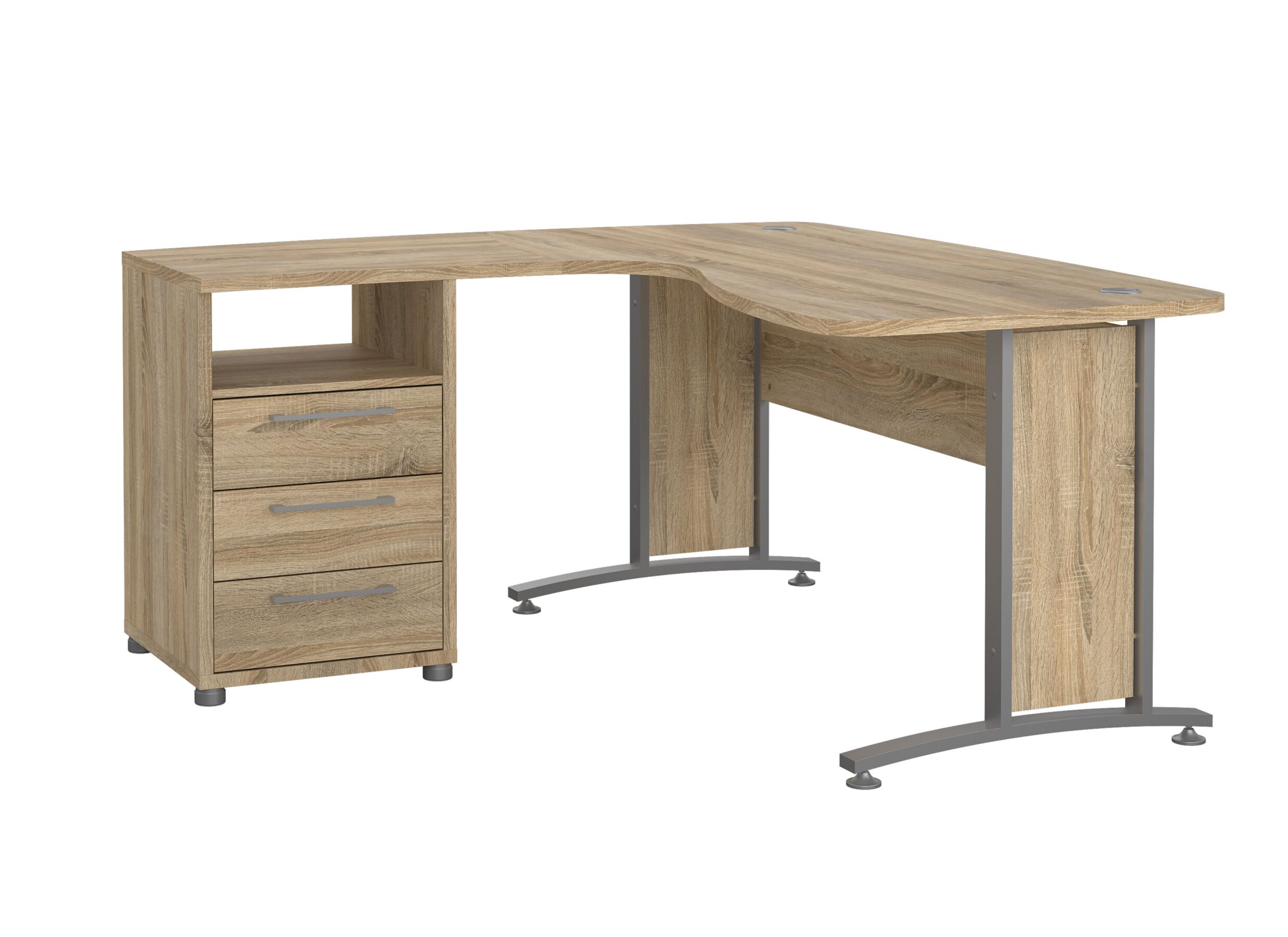Hoekbureau Prima 150 - Hoekbureau Prima 150,5x159cm - melamine - eik & zilver