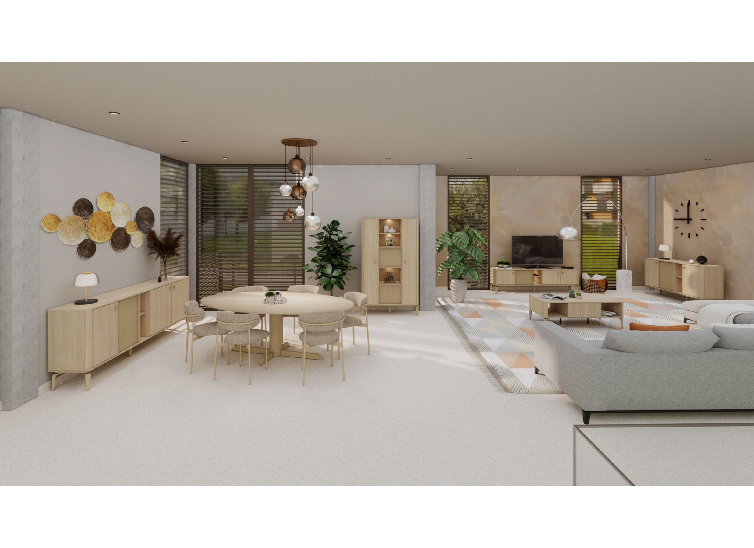 Foto ambiance - Meuble Bar Ravello 112cm - décor - brushed sand oak nature