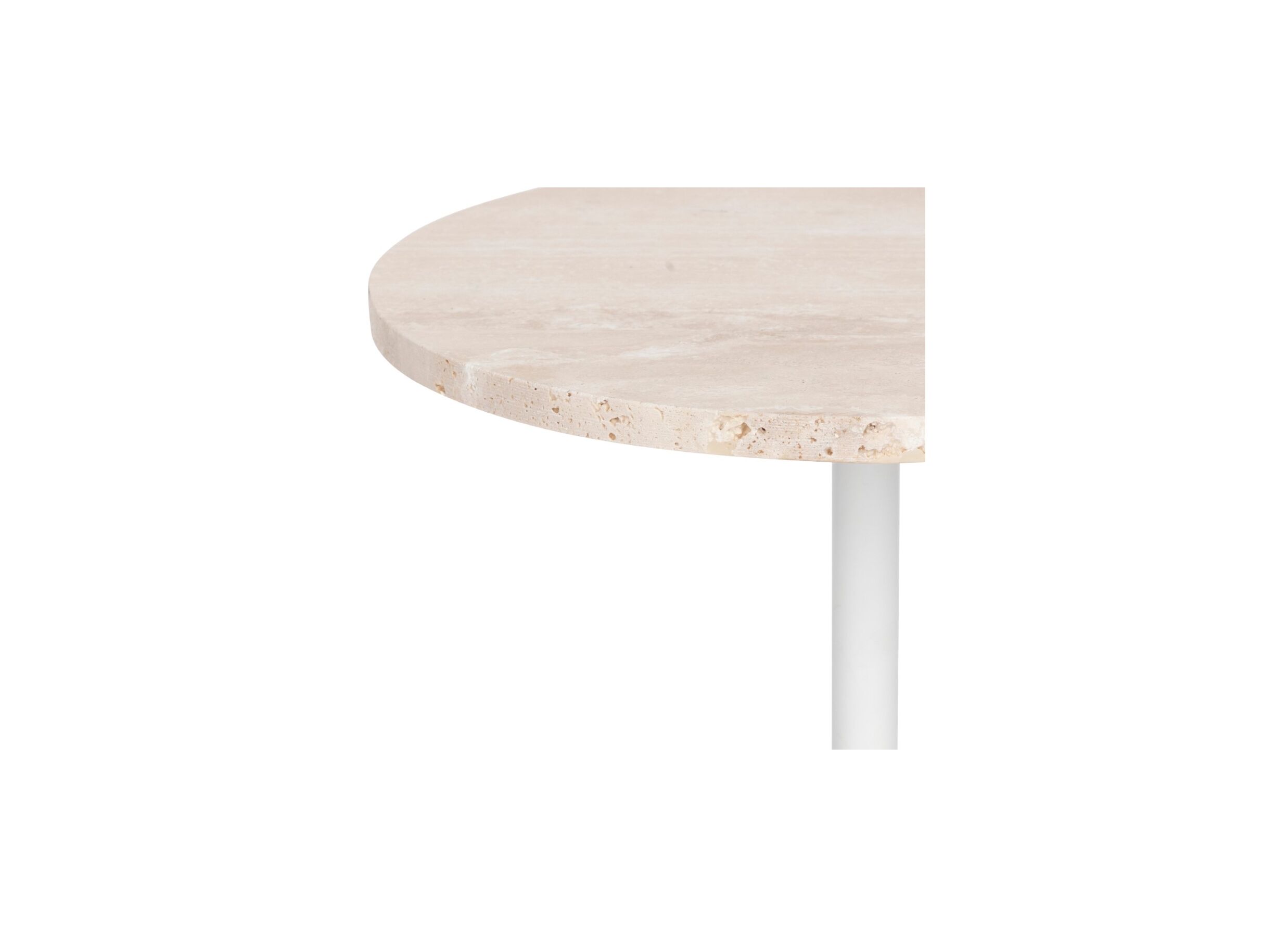 Detail - Table d'appoint Celen Ø40xH45cm - travertin/acier - blanc/beige