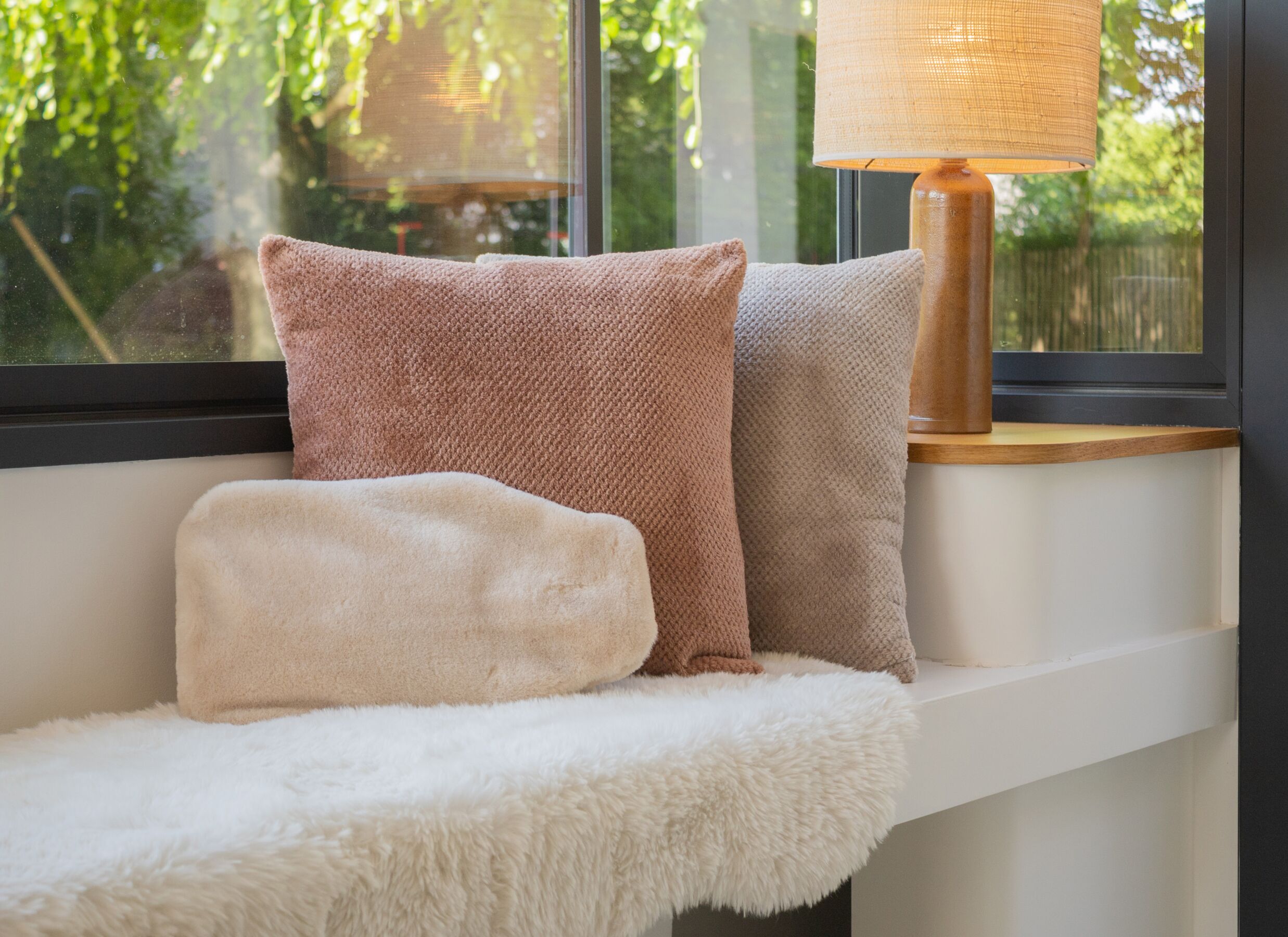 Foto ambiance - Coussin Pippa 45x45cm - flanelle - moka