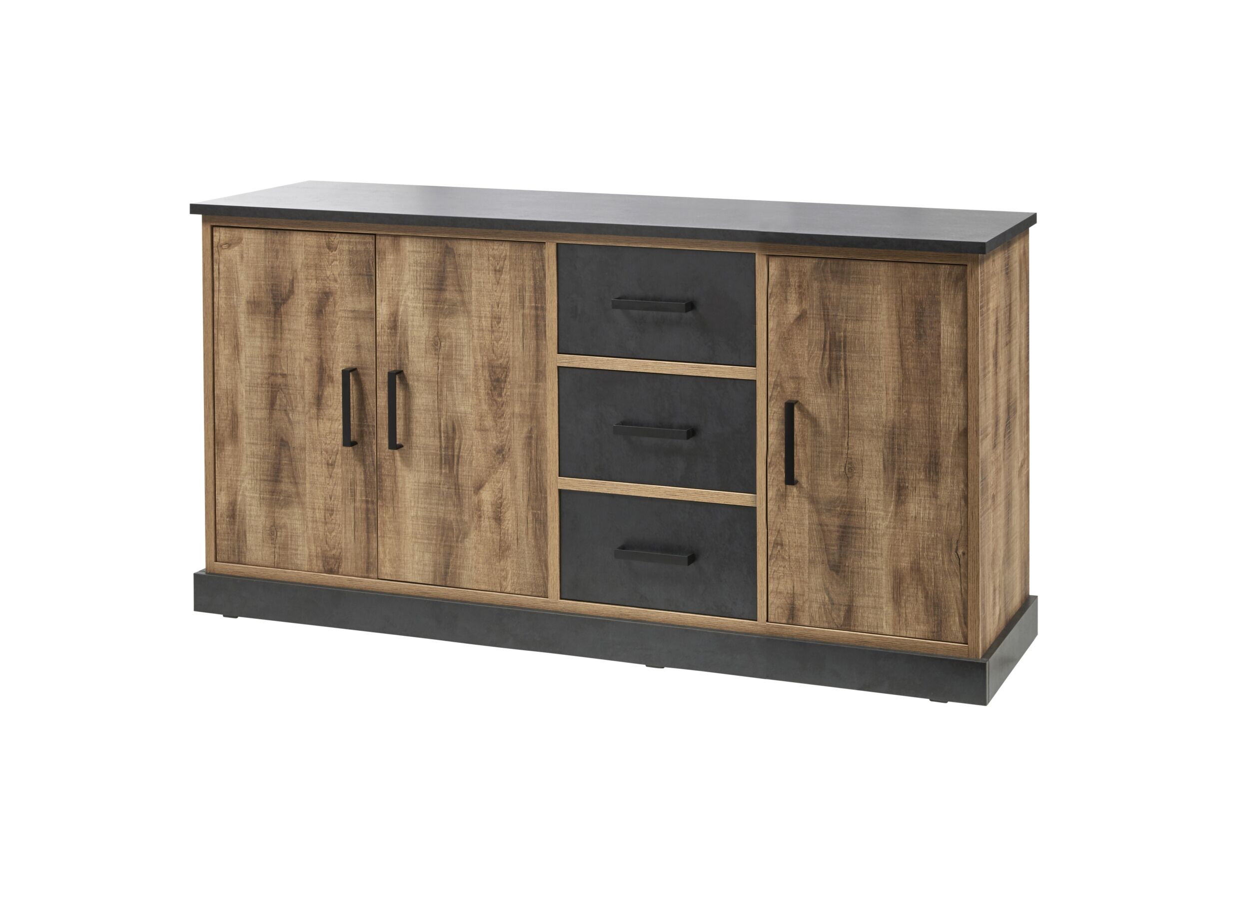 Dressoir 184cm - decor - bruin & zwart - Dressoir 184cm - decor - bruin & zwart