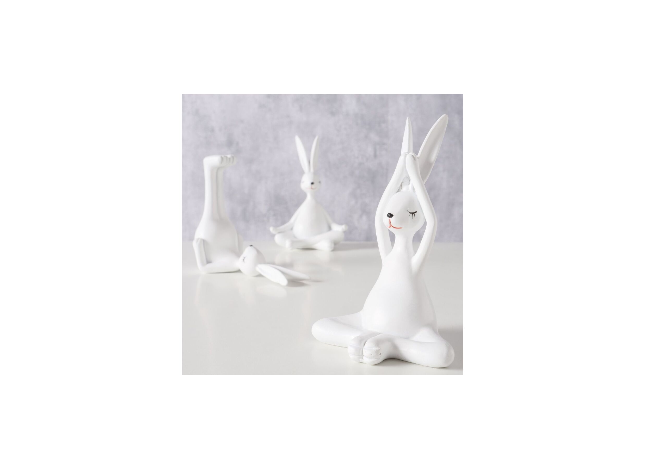 Foto ambiance - Figurine Yoga Lièvre H13cm - polystone - blanc mat