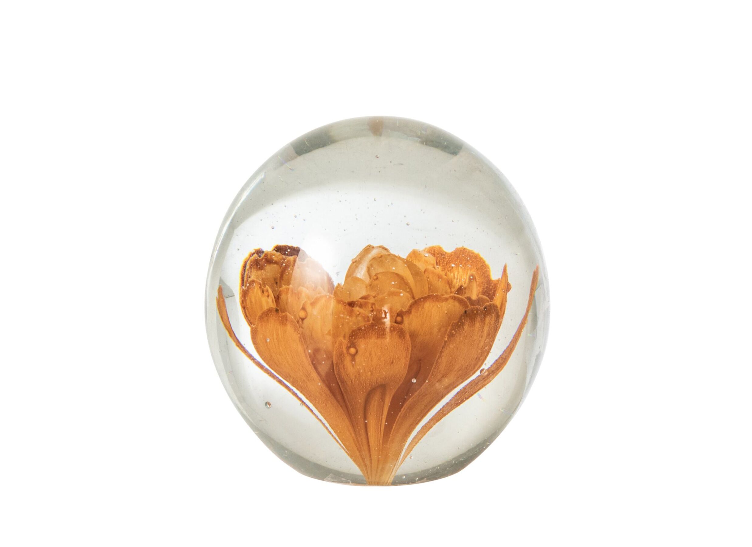 Deco Presse-Papier Bloemen Ø8cm - glas - brons - Déco Presse-Papier Fleurs Ø8cm - verre - bronze
