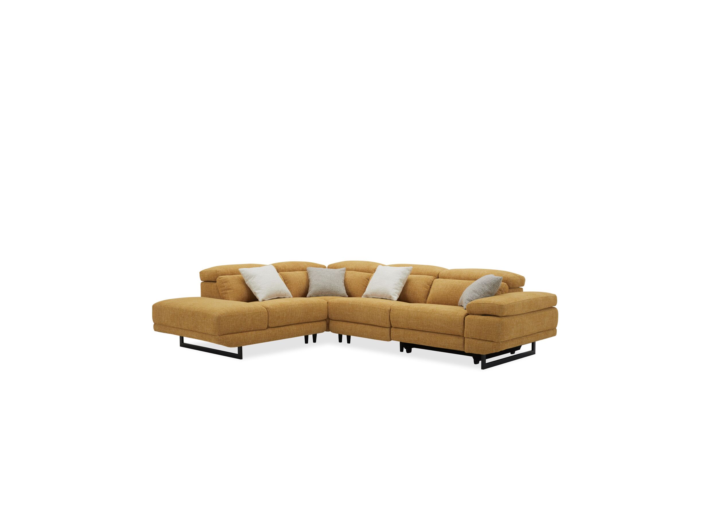 Hoeksalon Exeter 299x240cm - stof - chacha geel met relax