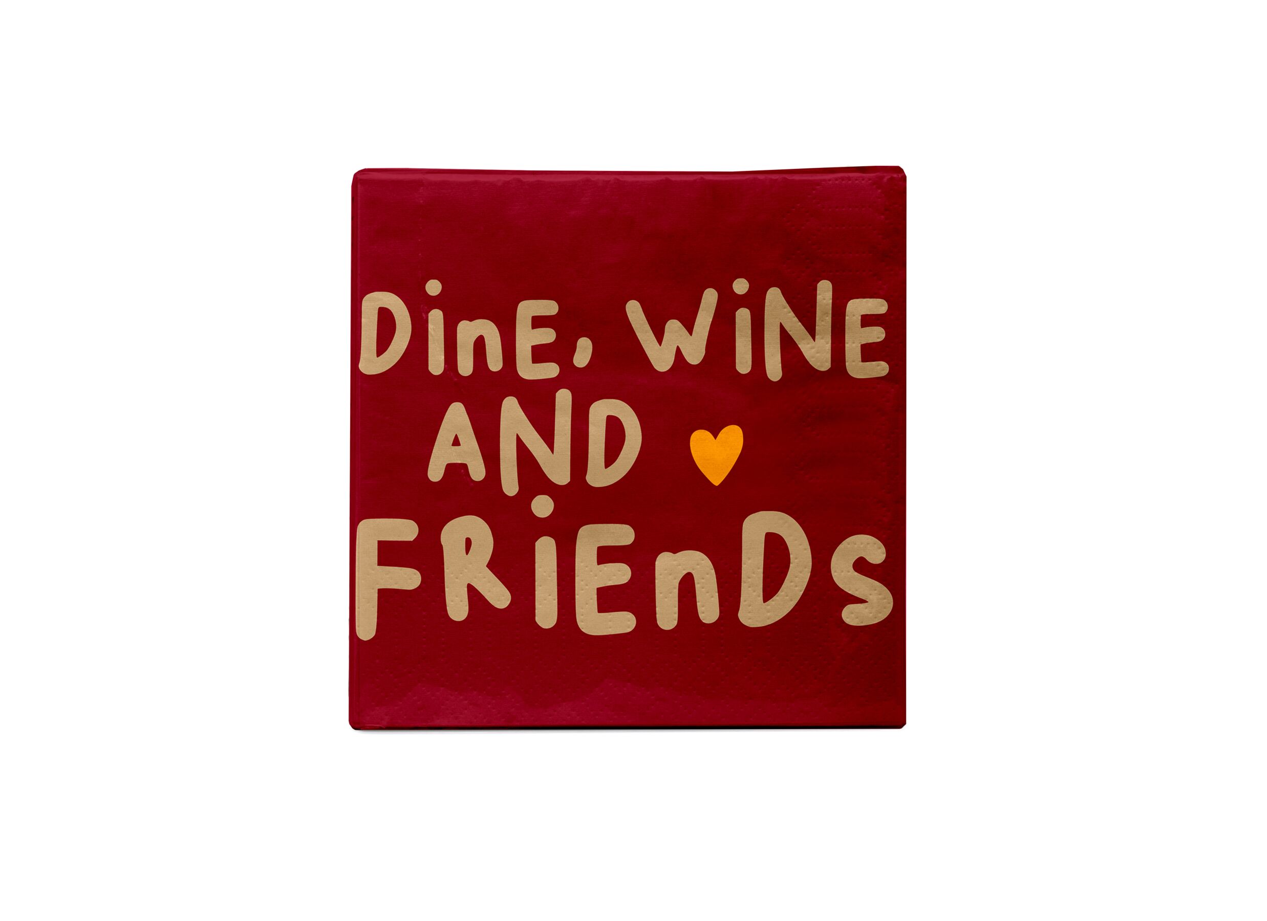 Hoofdfoto - Serviette Wine, Dine, Friends 33x33cm - 20 stuks