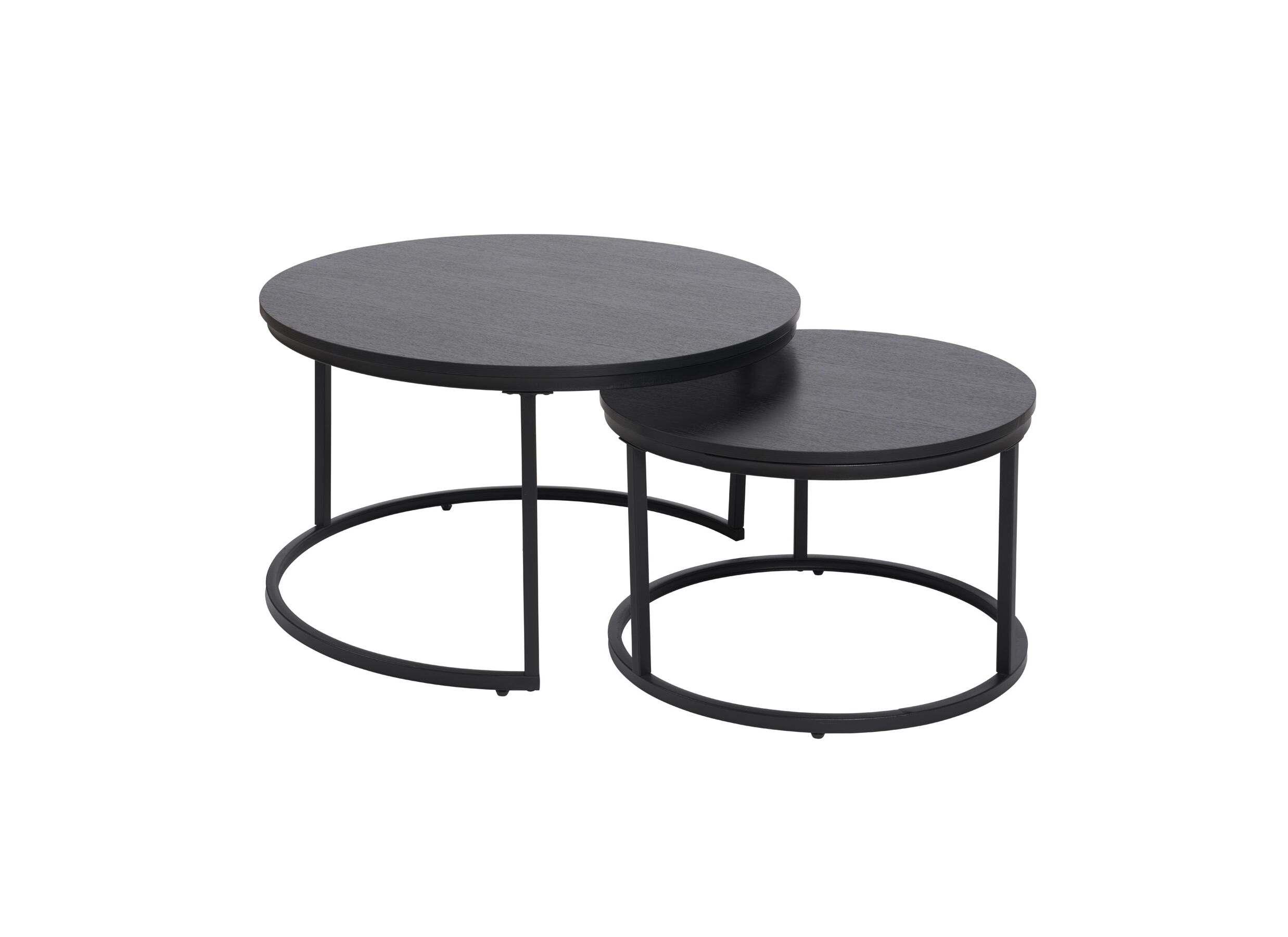 Salontafel Ø70/Ø50cm - melamine - nero set van 2 - Salontafel Ø70/Ø50cm - melamine - nero set van 2