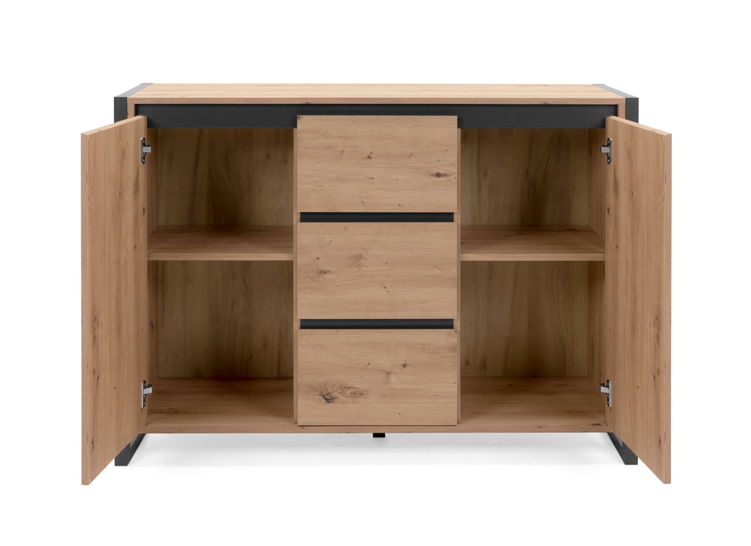 Commode Denver 120x88x40cm - decor - artisanale eik & anthraciet
