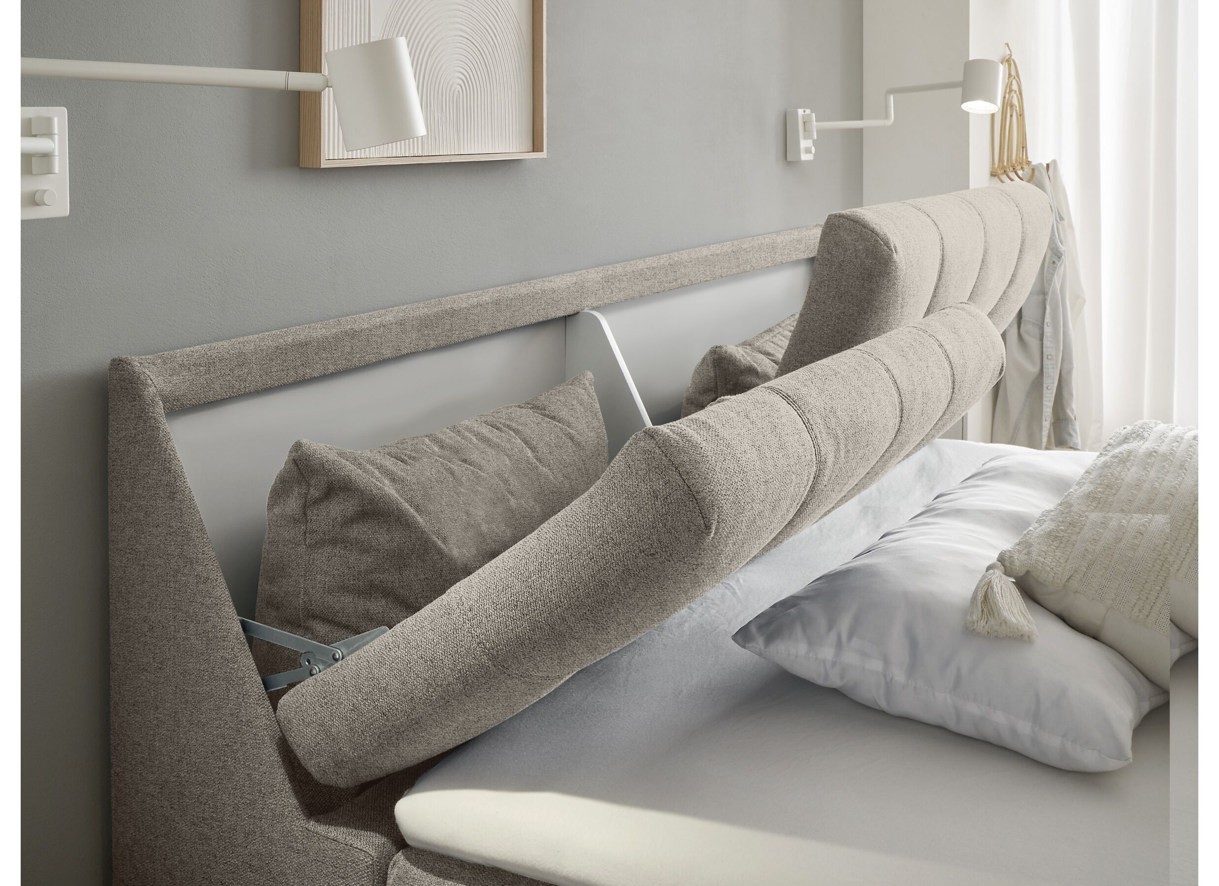 Bedbox Atlantis 160x200cm met opbergruimte stof zand