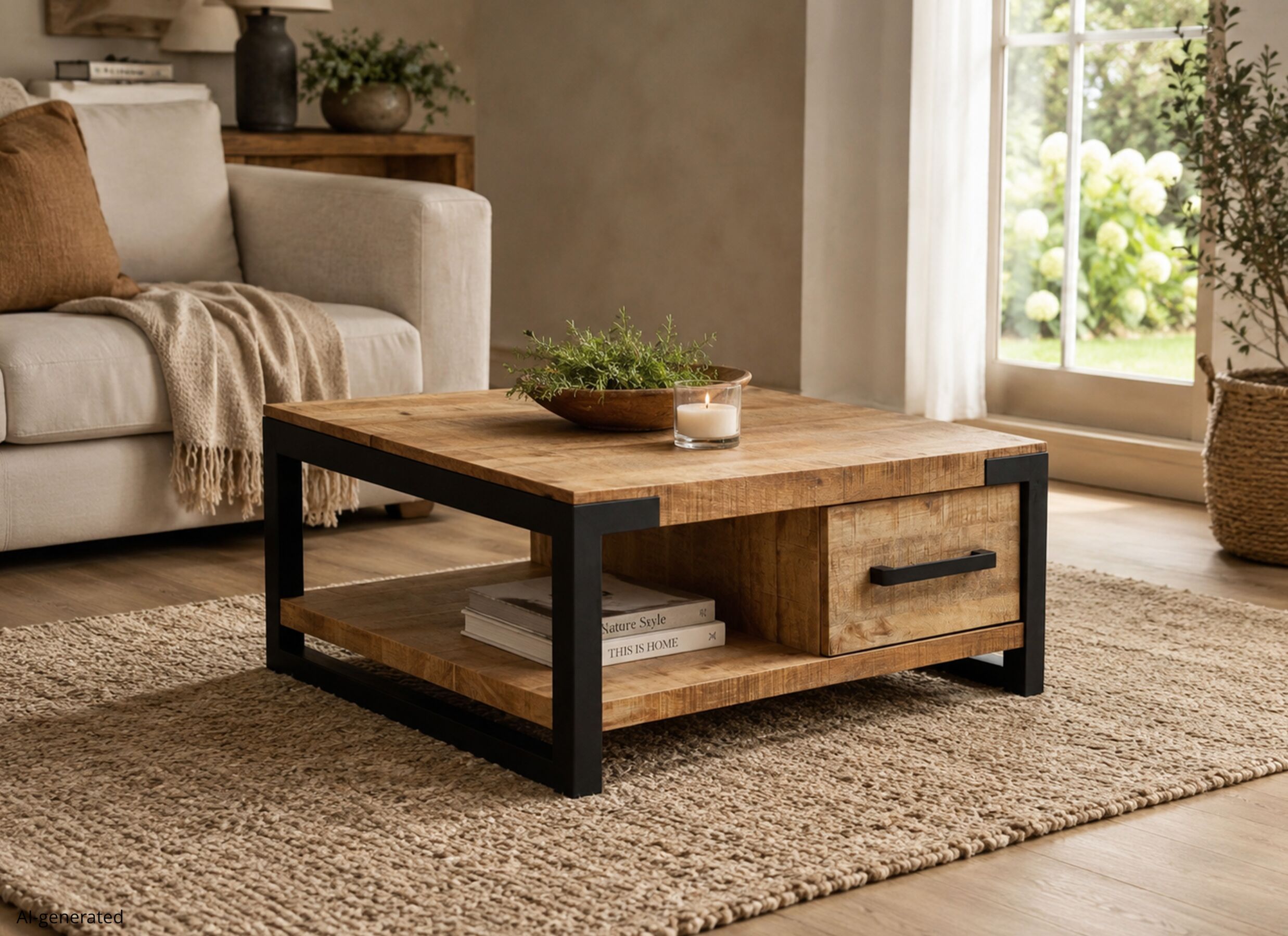 AI Generated - Table basse Galaxy 85x85cm - lamulux - mangue