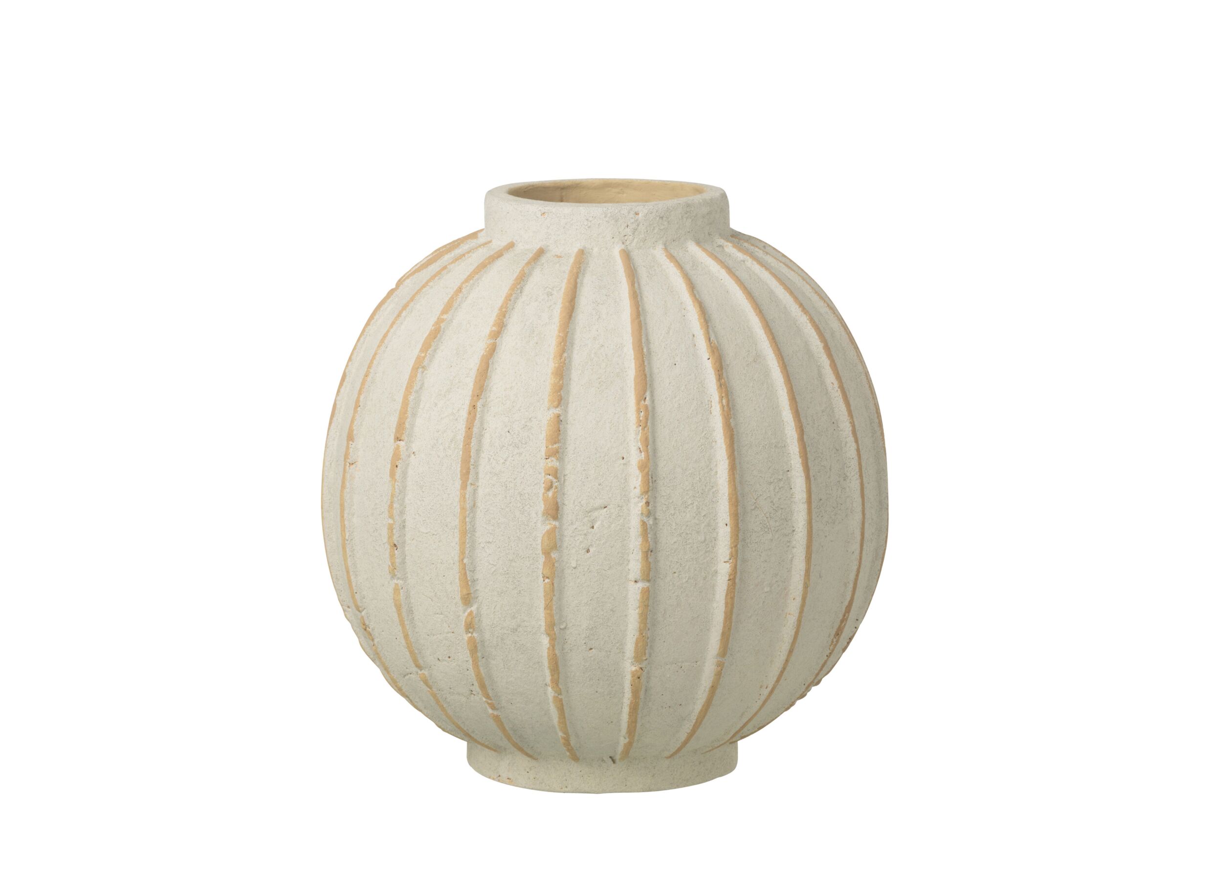 Vaas Bal gestreept H30cm - terracotta - gebroken wit - Vase Bal Ligne H30cm - terre cuite - blanchâtre