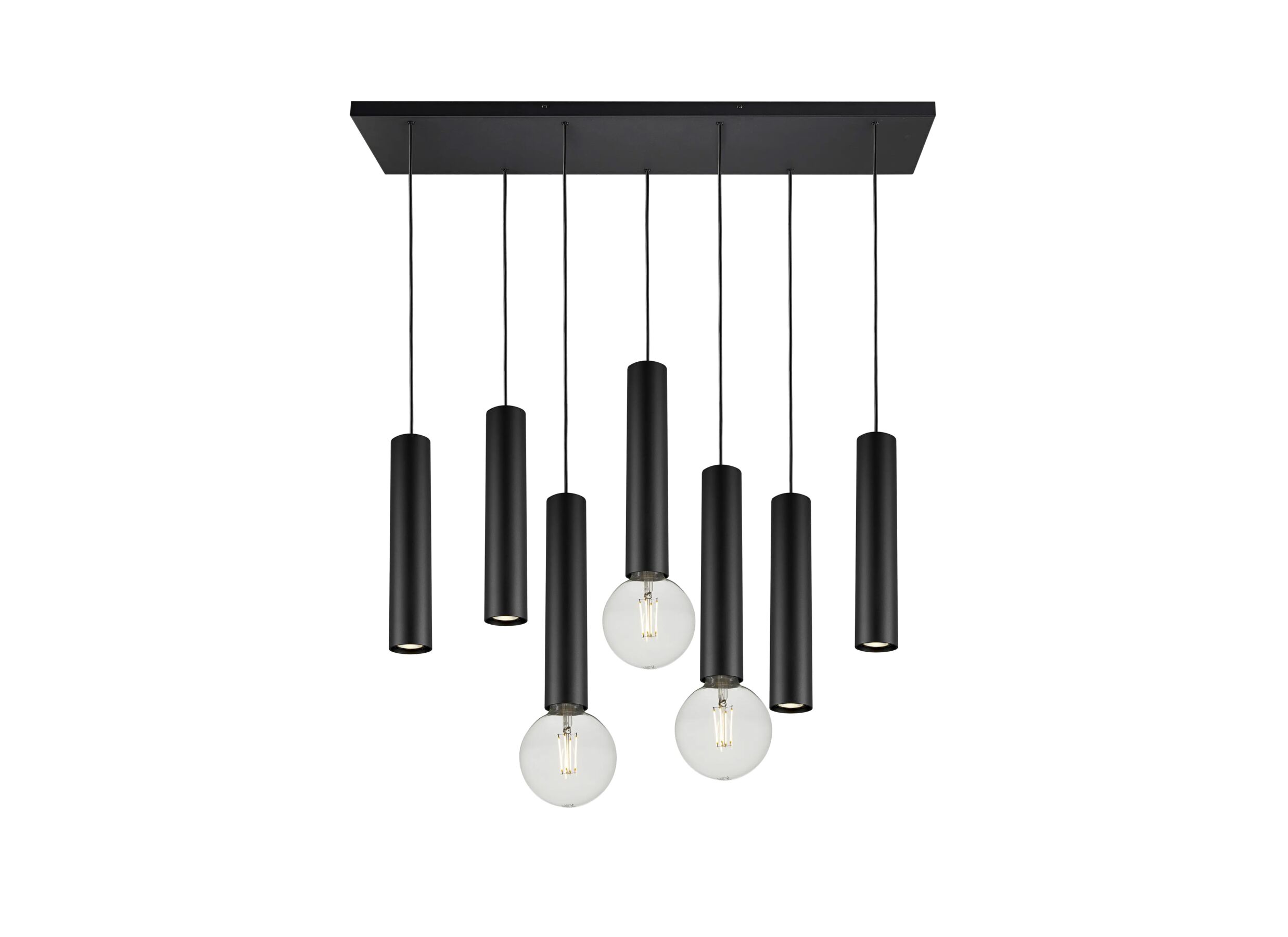 Plus Important - Suspension 90cm 4xGU10 3xE27 - aluminium - noir