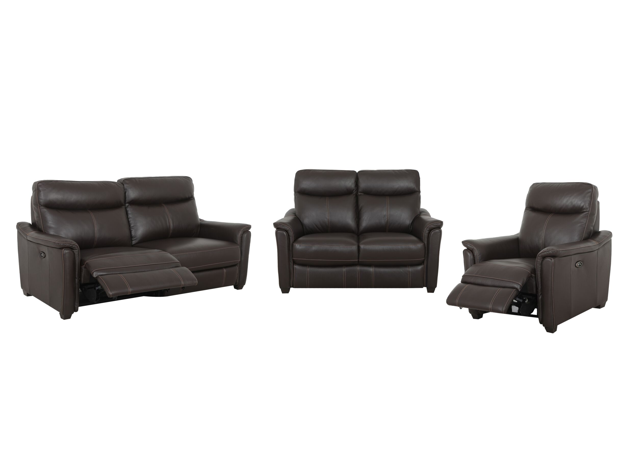 Overzichtsfoto - Zetel Wise 2,5+2+1-zit - leder - walnut elektrisch