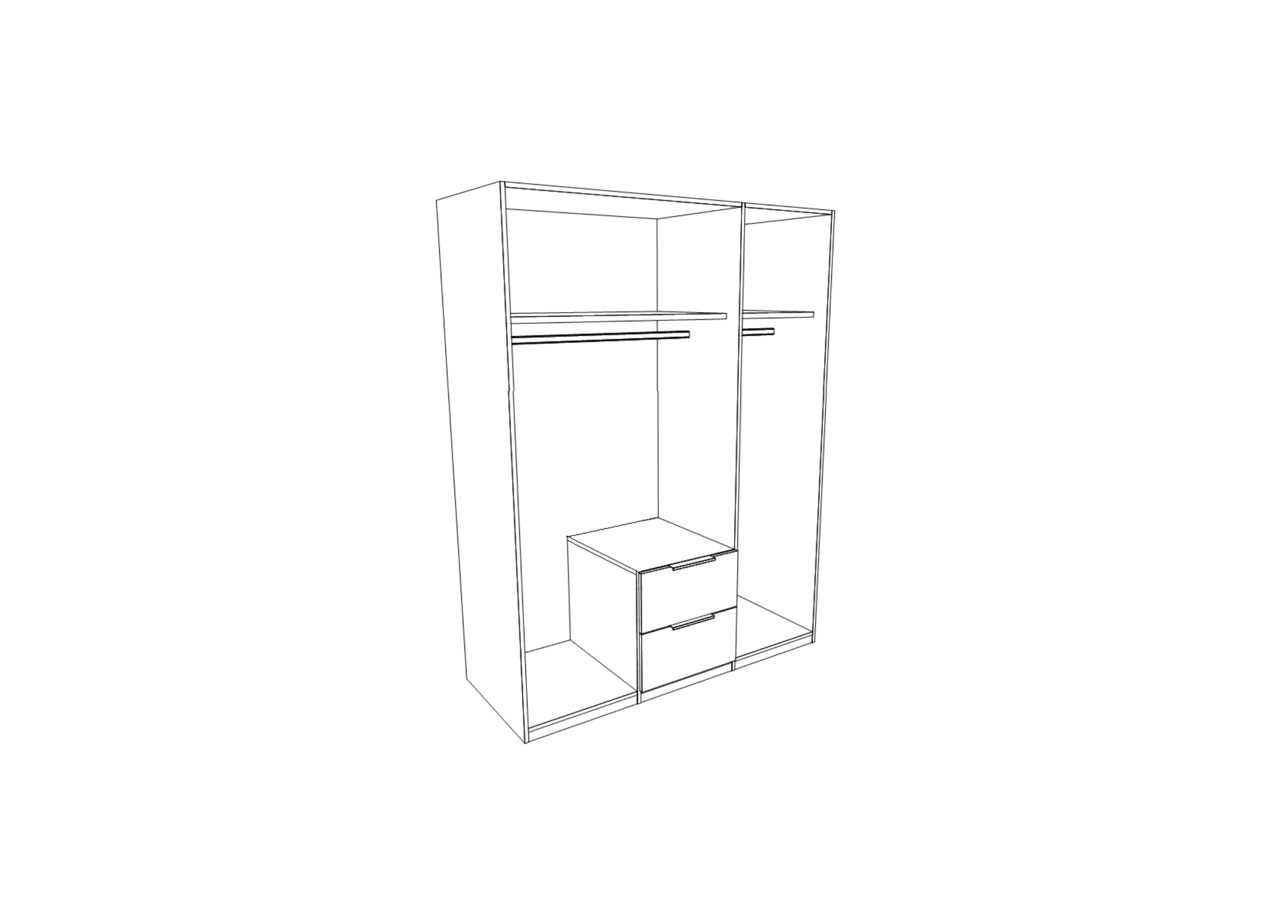 Garde-robe Butte 136cm - décor - chêne artisanal/gris