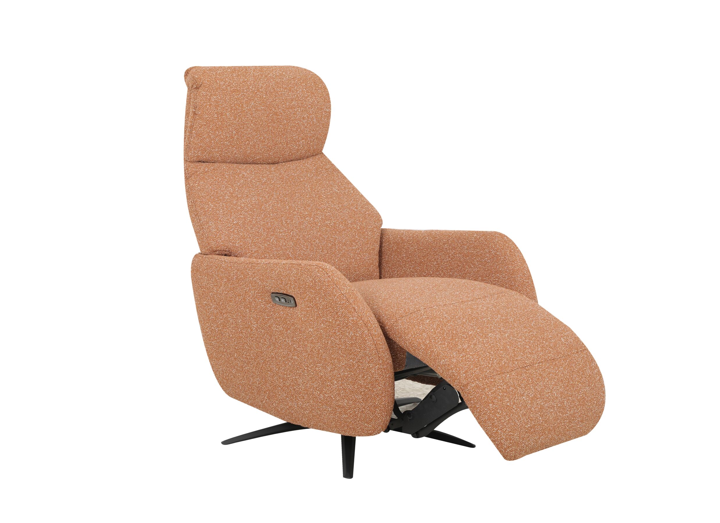 Overzichtsfoto - Relaxzetel Harp TVCHM elektrisch - stof - burnt orange met 2 motoren & massagefunctie
