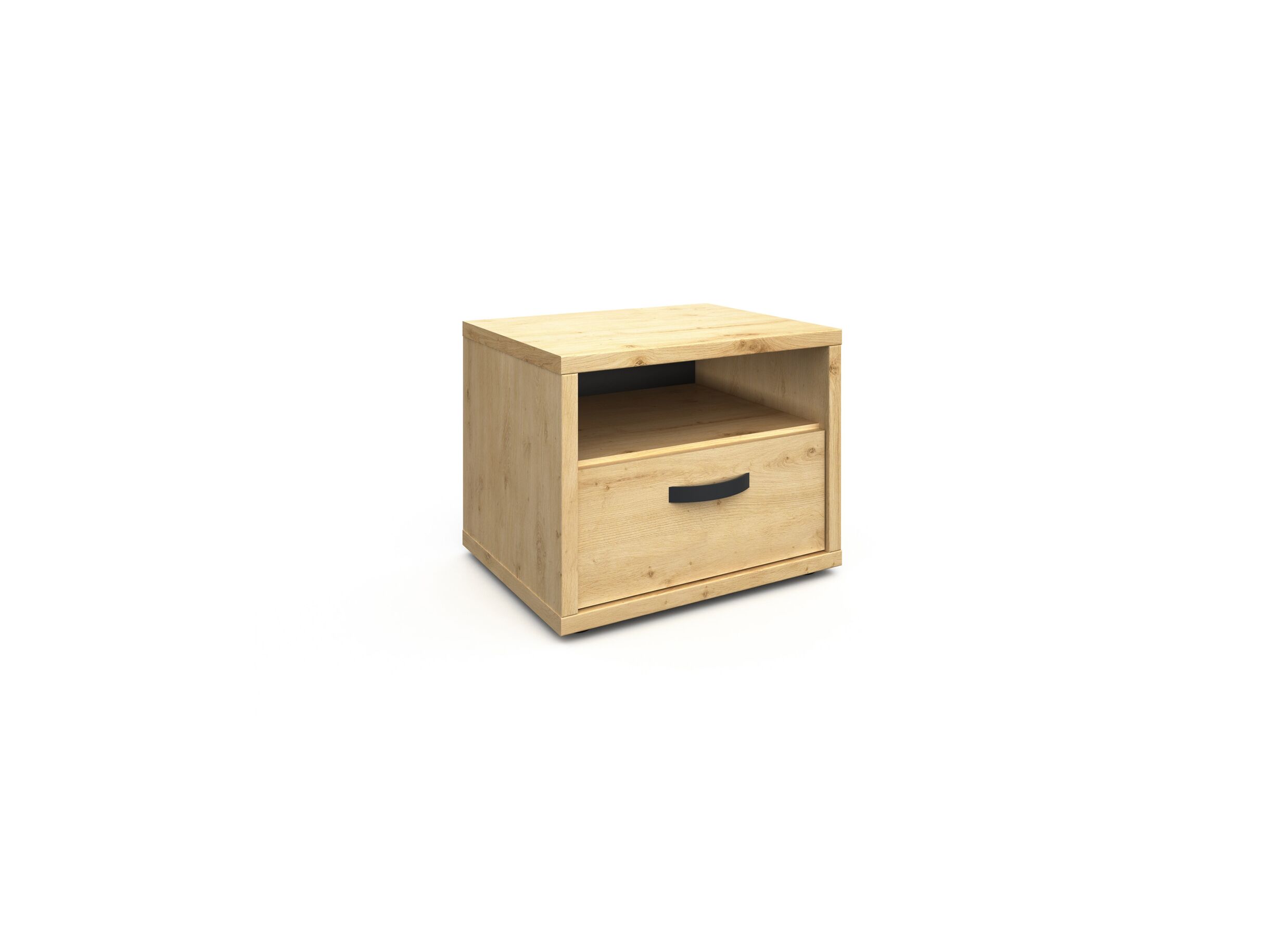 Nachtkastje Lina 56x44x44cm - decor - artisanale eik - Table de chevet Lina 56x44x44cm - décor - chêne artisanal