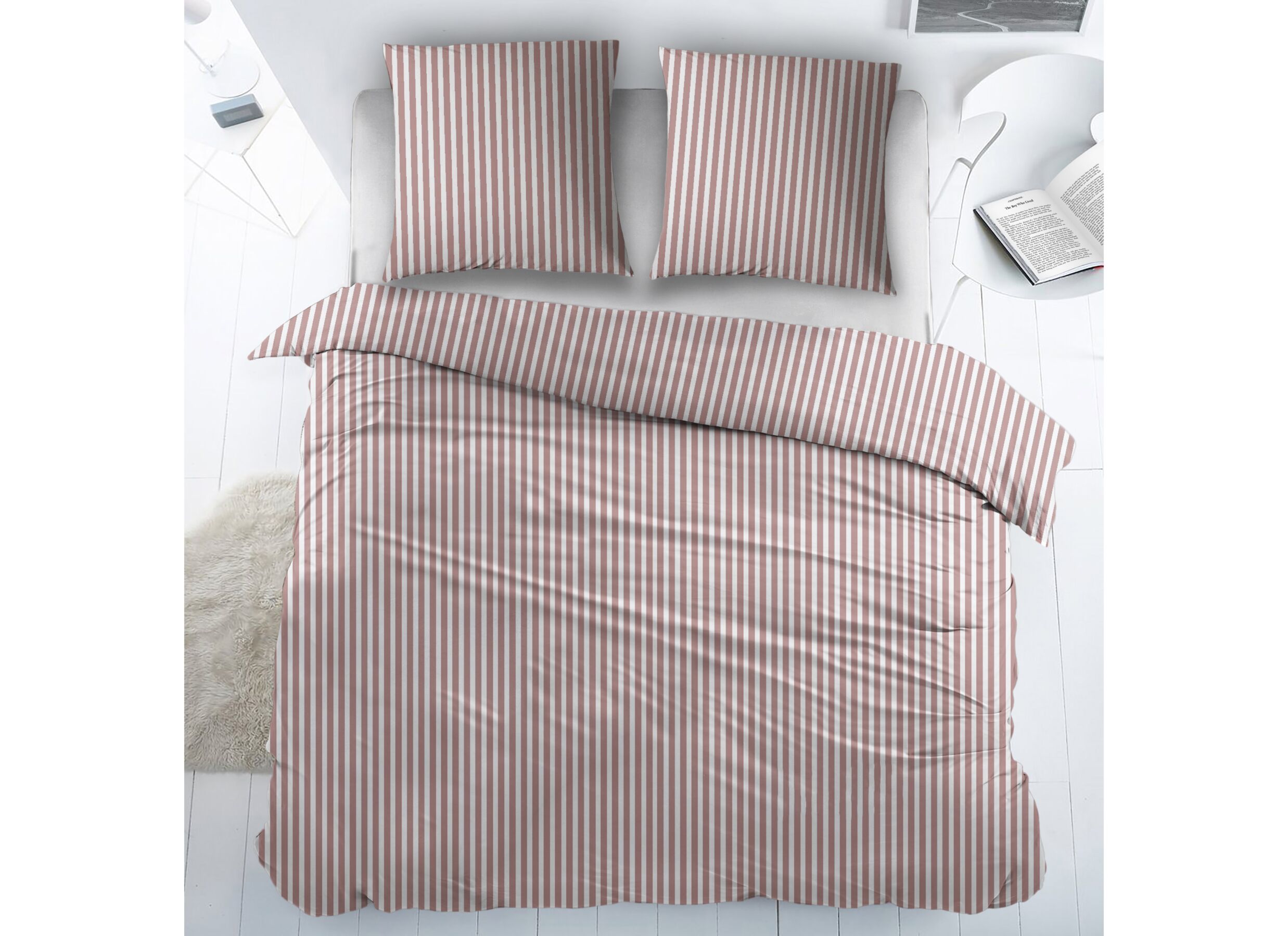Dekbedovertrek Iris 140x200cm - flanel - roze - Housse de couette Iris 140x200cm - flanelle - rose
