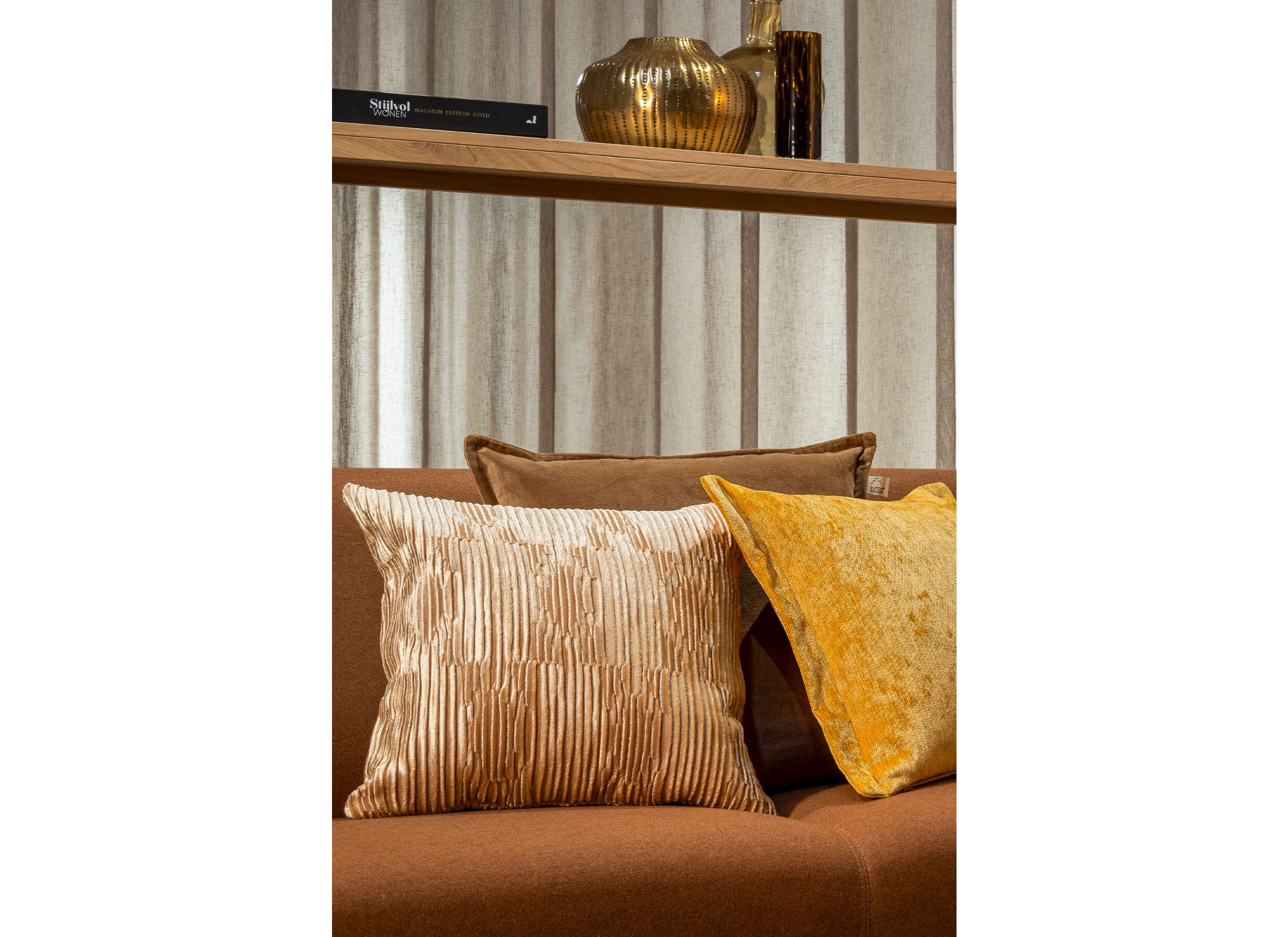 Foto ambiance - Coussin Clemence 45x45cm - tissu - almond buff