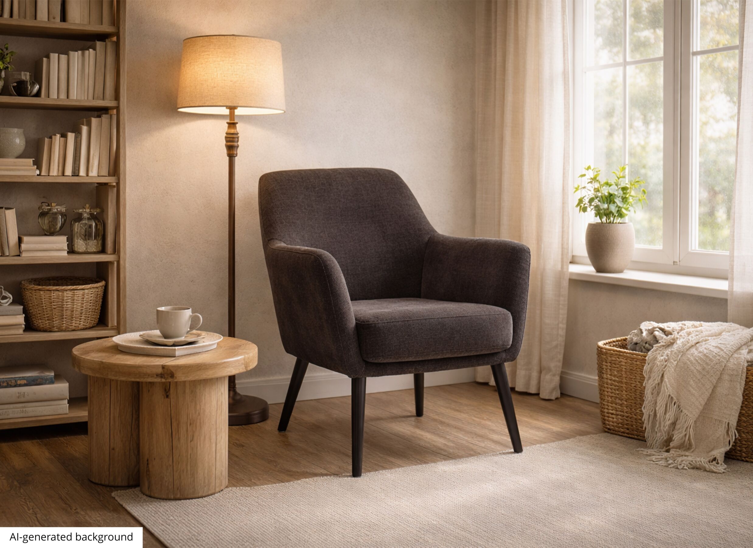 AI Generated - Fauteuil Pacha 70x60x82cm - tissu - gris