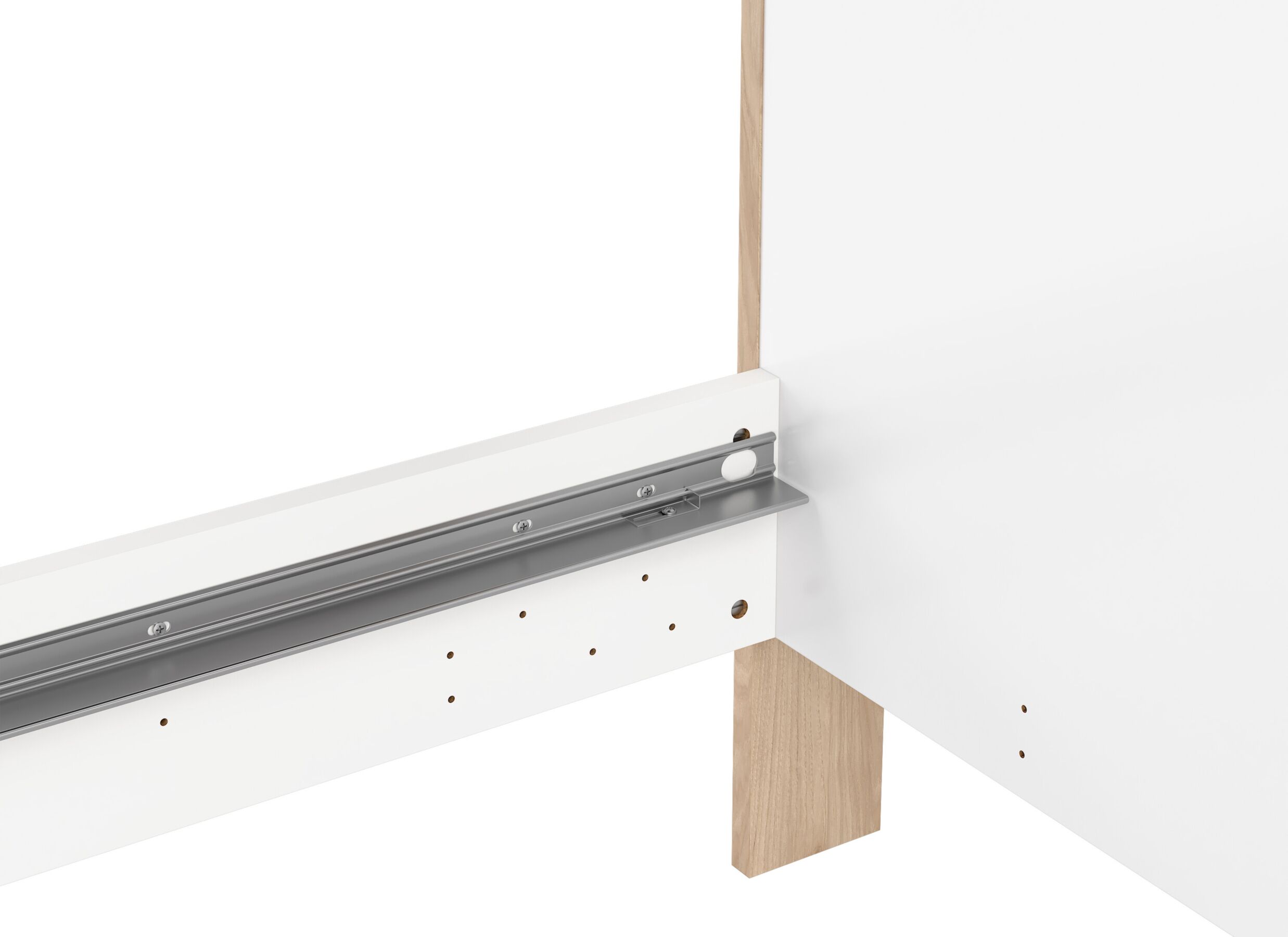 Detailfoto - Bed Next 160x200cm - melamine - glanzend wit & jackson hickory