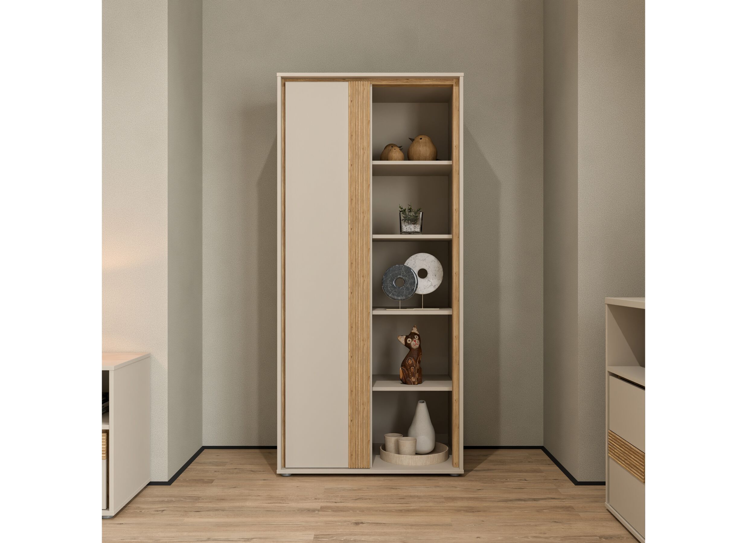 Foto ambiance - Armoire de rangement Wexlin 76x50x165cm - décor - sand & mauvella oak