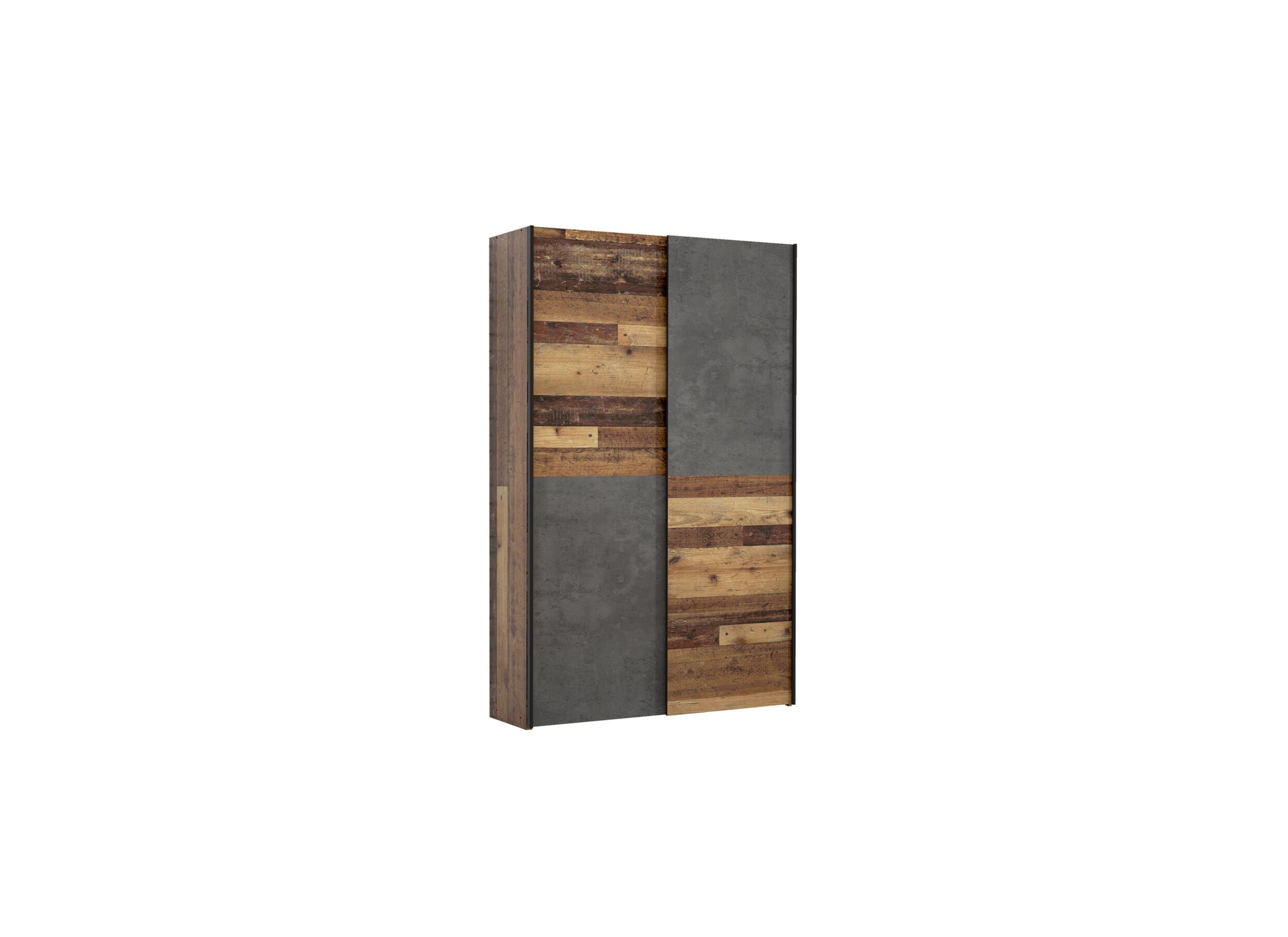 Armoire à portes coulissantes Ozzula 120x42x191cm - Armoire à portes coulissantes Ozzula 120cm - décor - old wood vintage/béton