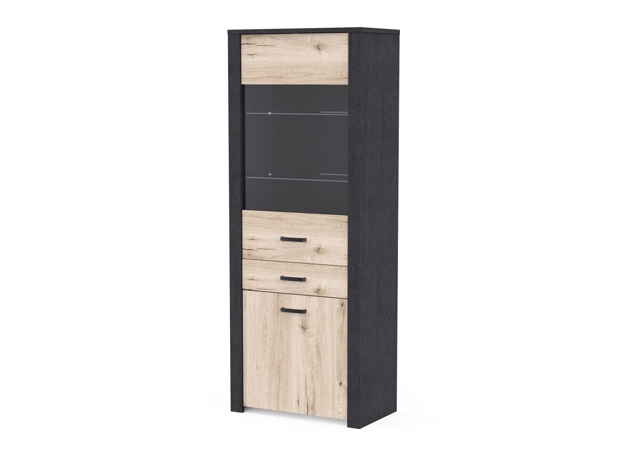 Overzichtsfoto - Vitrinekast Aubrac 75x42x194cm - decor - royal oak & ebben