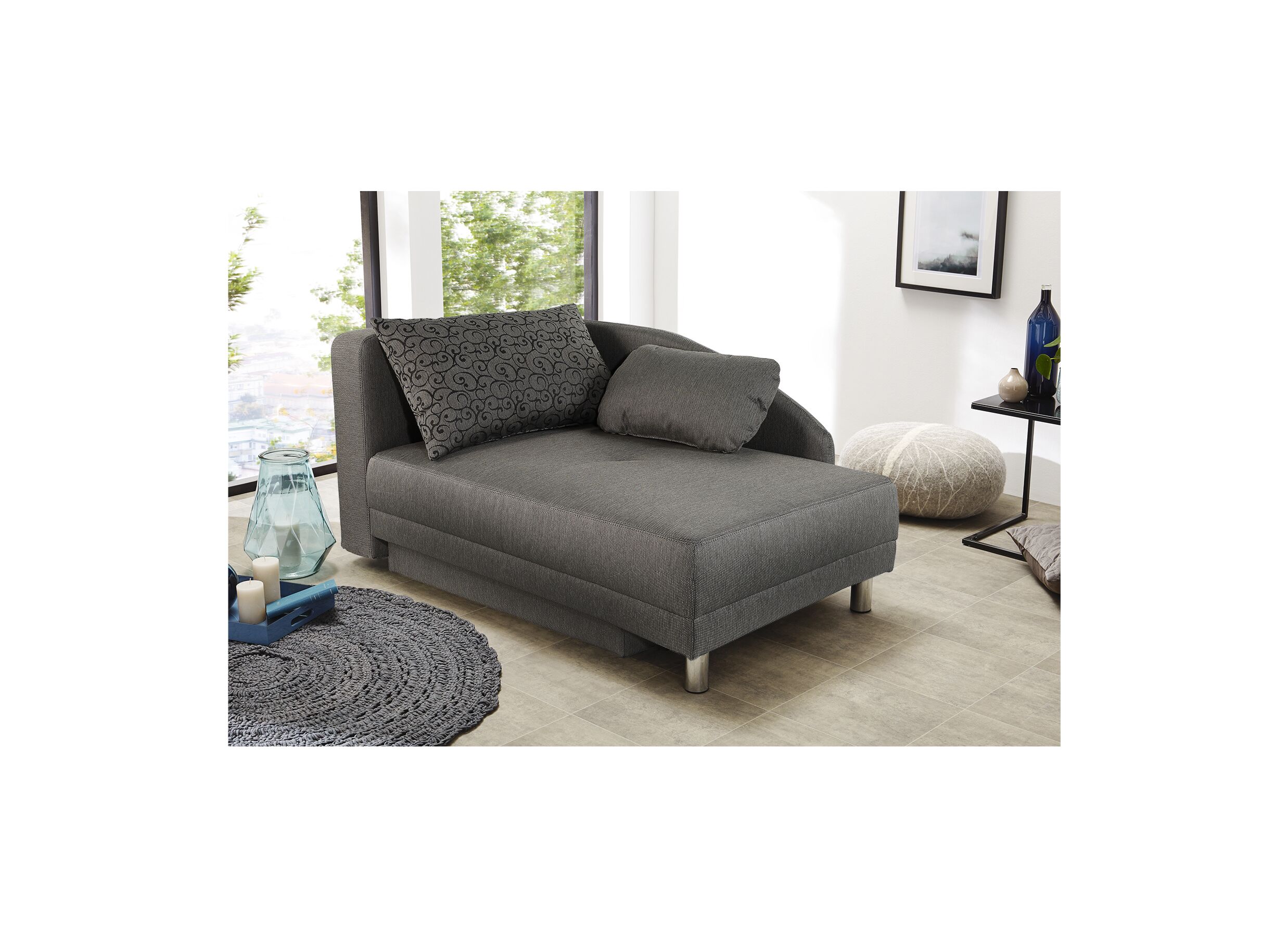 Chaise longue Roy Recamière 149x90x80cm - stof - taupe met bedfunctie
