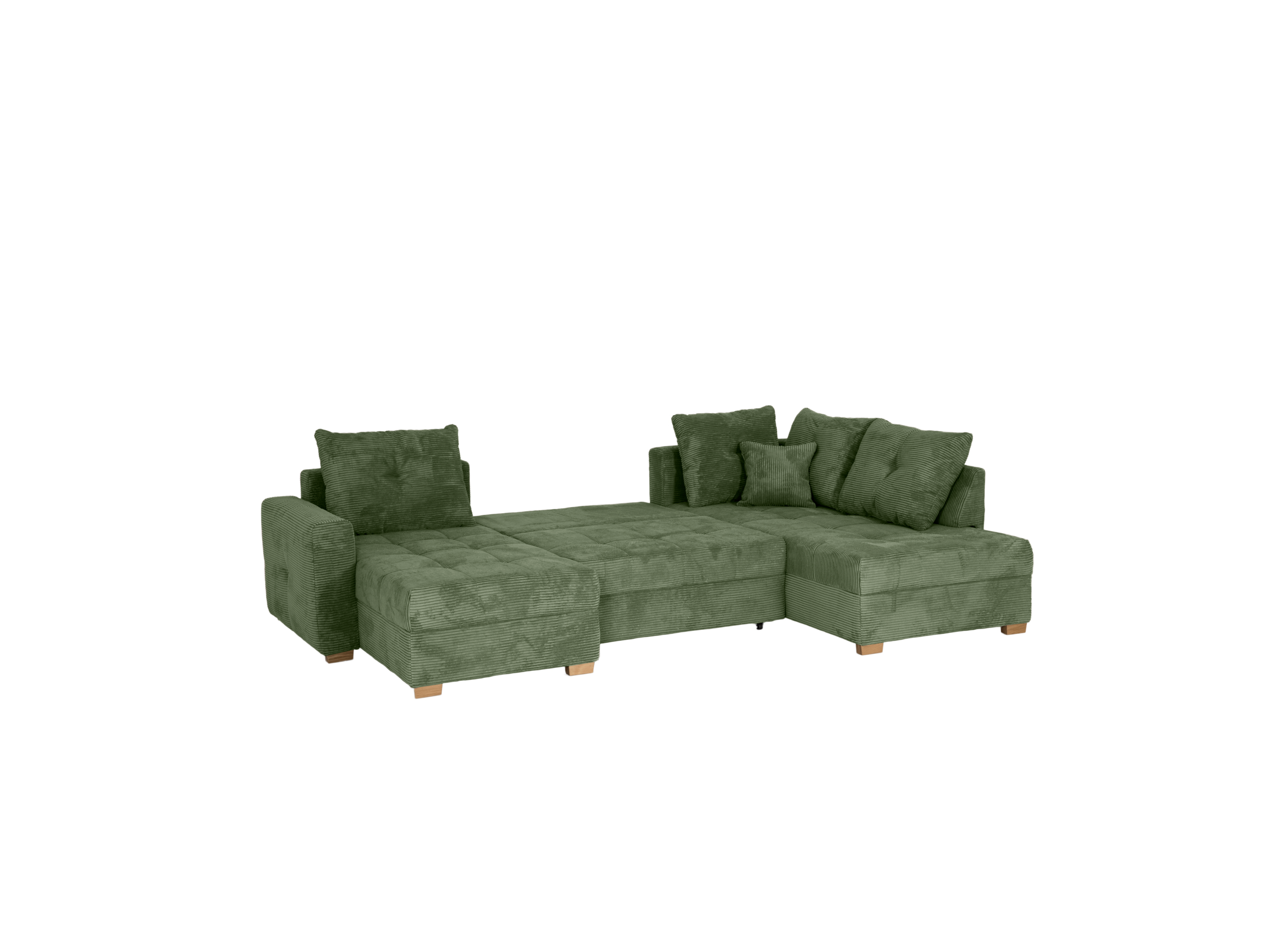 Aperçu - Canapé d'angle Abby 311x170cm - tissu - vert avec fonction lit