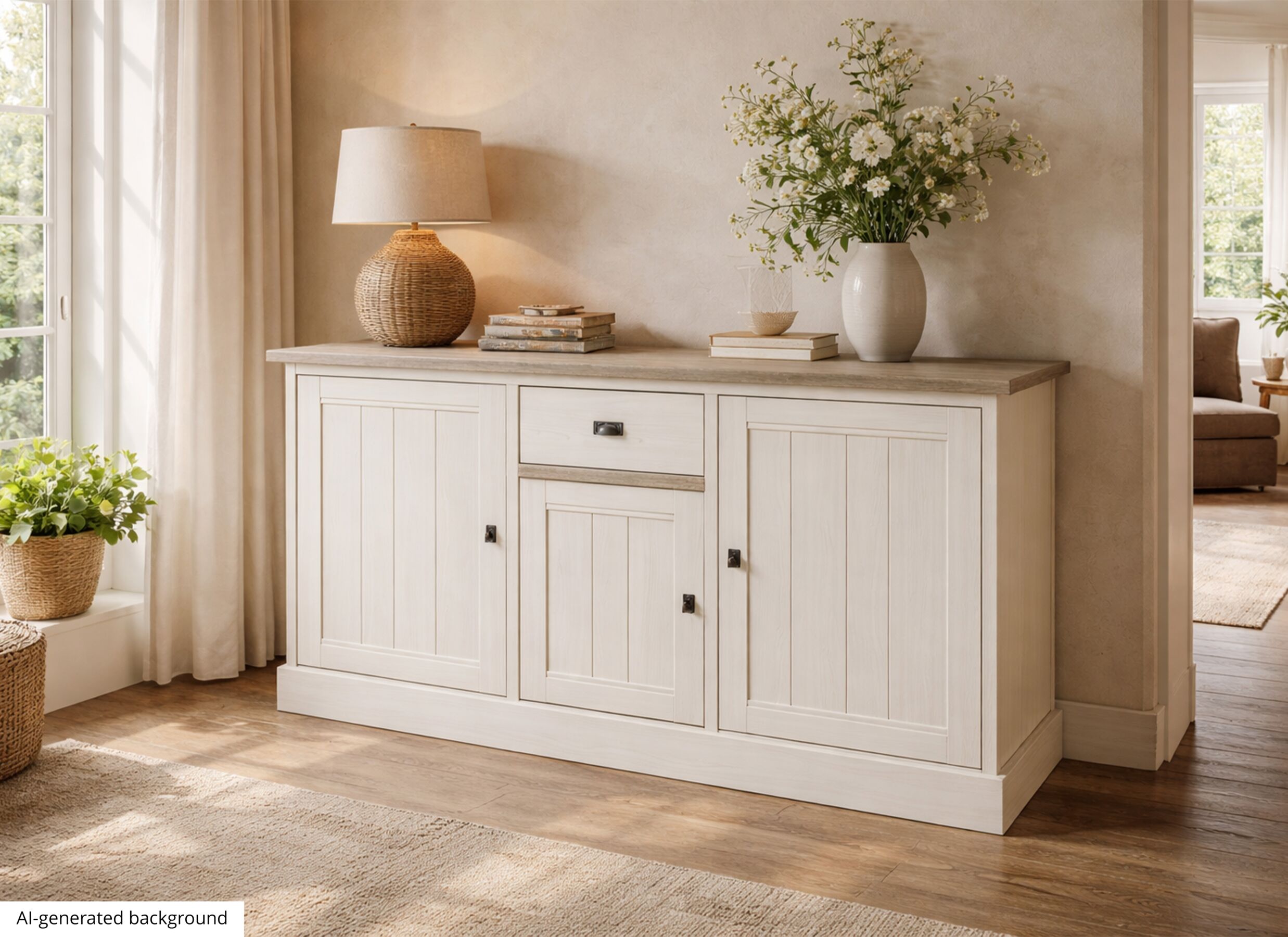 AI Generated - Buffet 172cm - décor - lariks & chêne brun