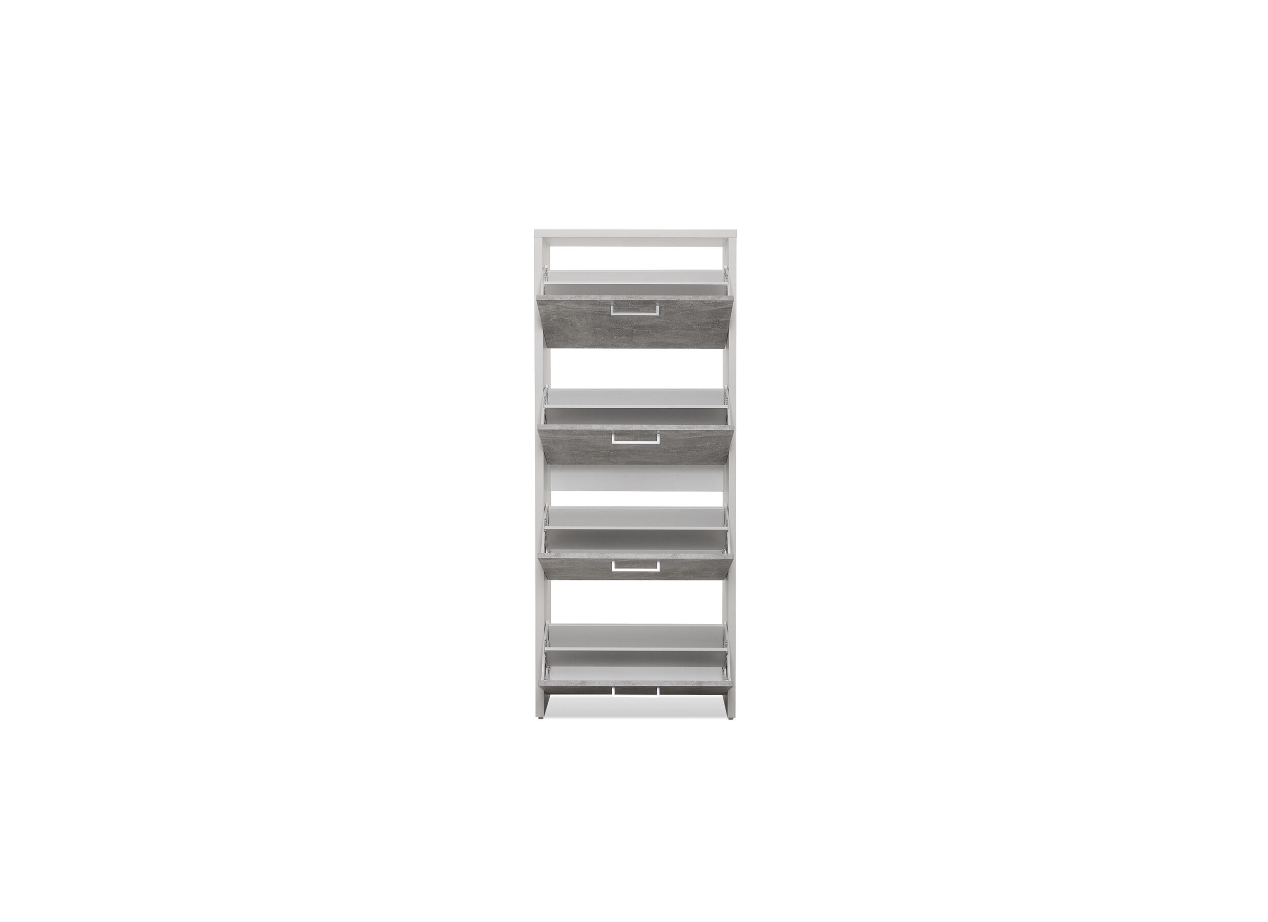 Detailfoto - Schoenenkast Fulda 60x25x152cm - melamine - beton & wit