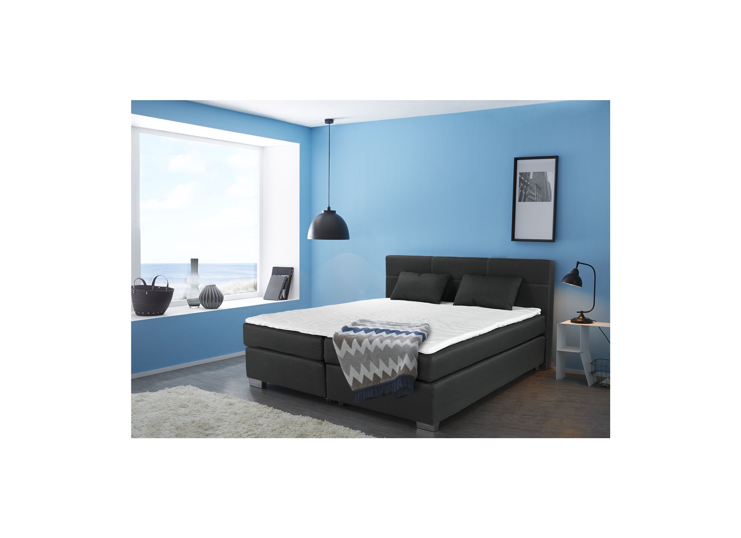 Boxspring Emilia 180x200cm - tissu - anthracite