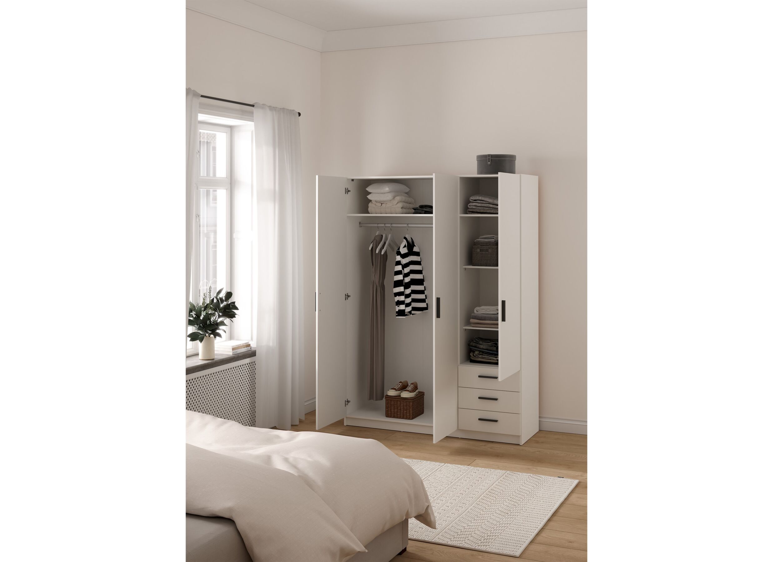 Foto ambiance - Garde-robe Sprint 147cm - décor - blanc