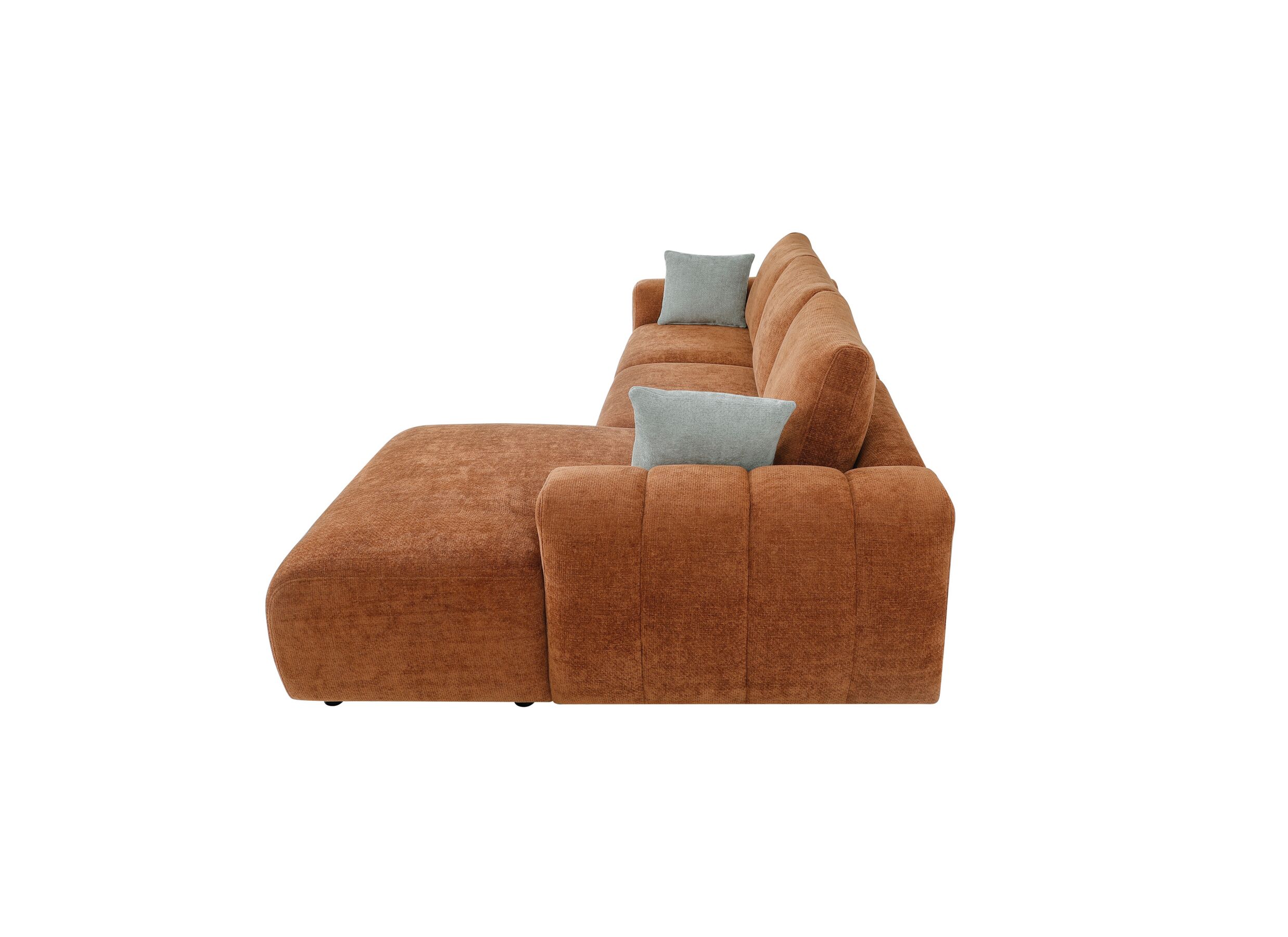 Aperçu - Canapé d'angle Mandarin 315x165cm - chenille - orange