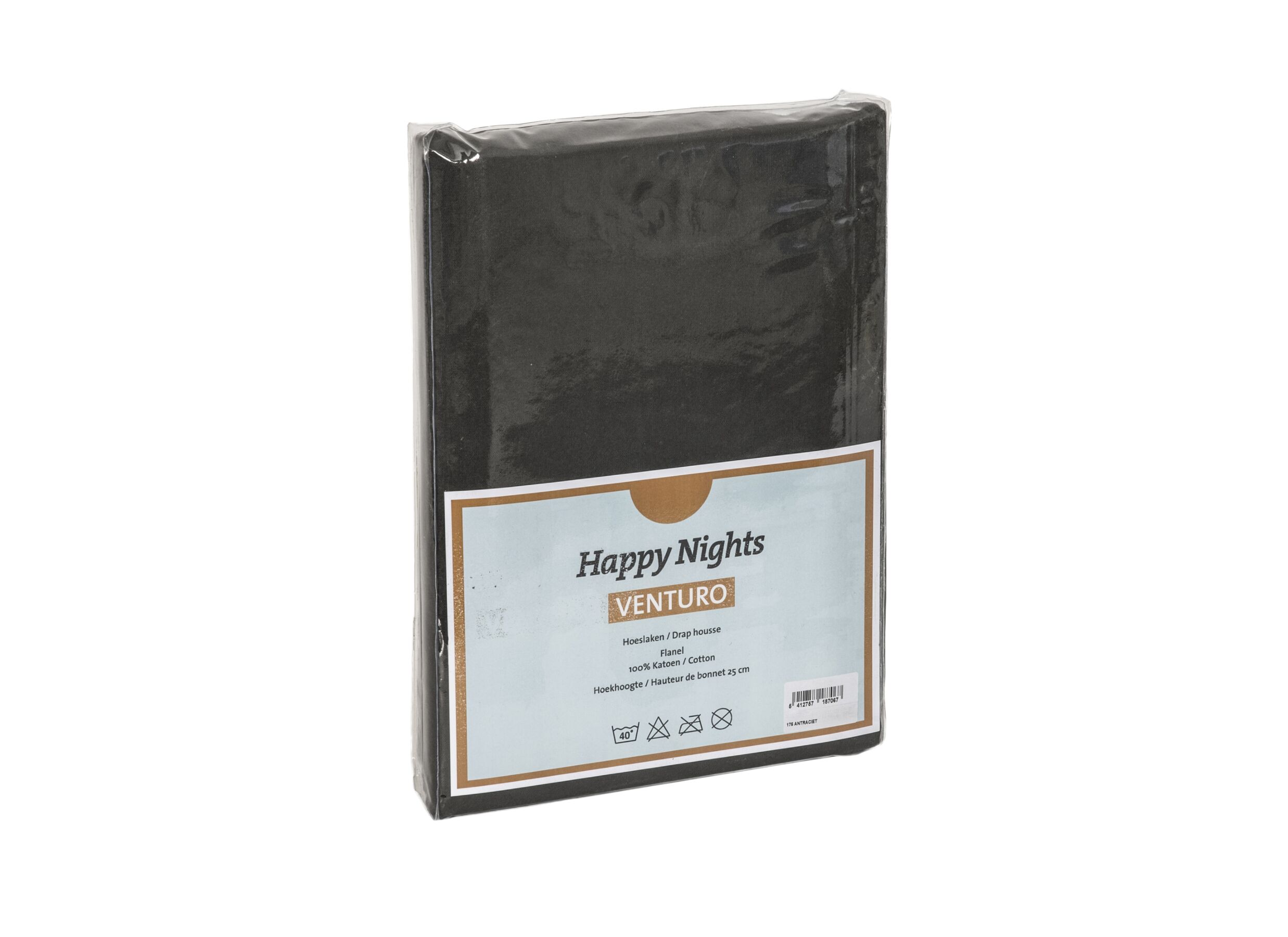 Hoeslaken Venturo 160x200cm - flanel - antraciet - Drap-housse Venturo 160x200cm - flanelle - anthracite