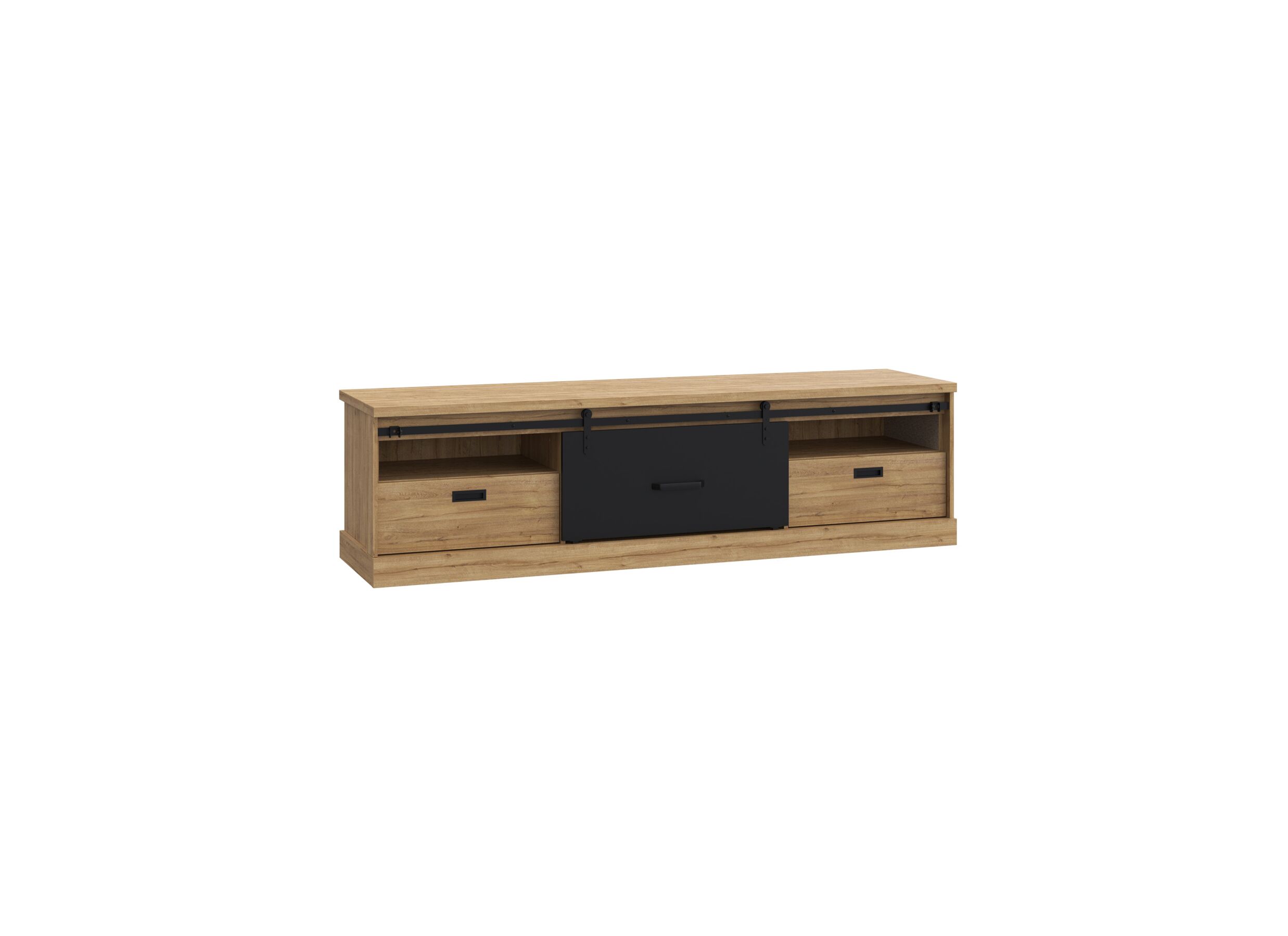 Tv-meubel Kaszimiro 203cm - meubelplaat - waterford eik/zwart