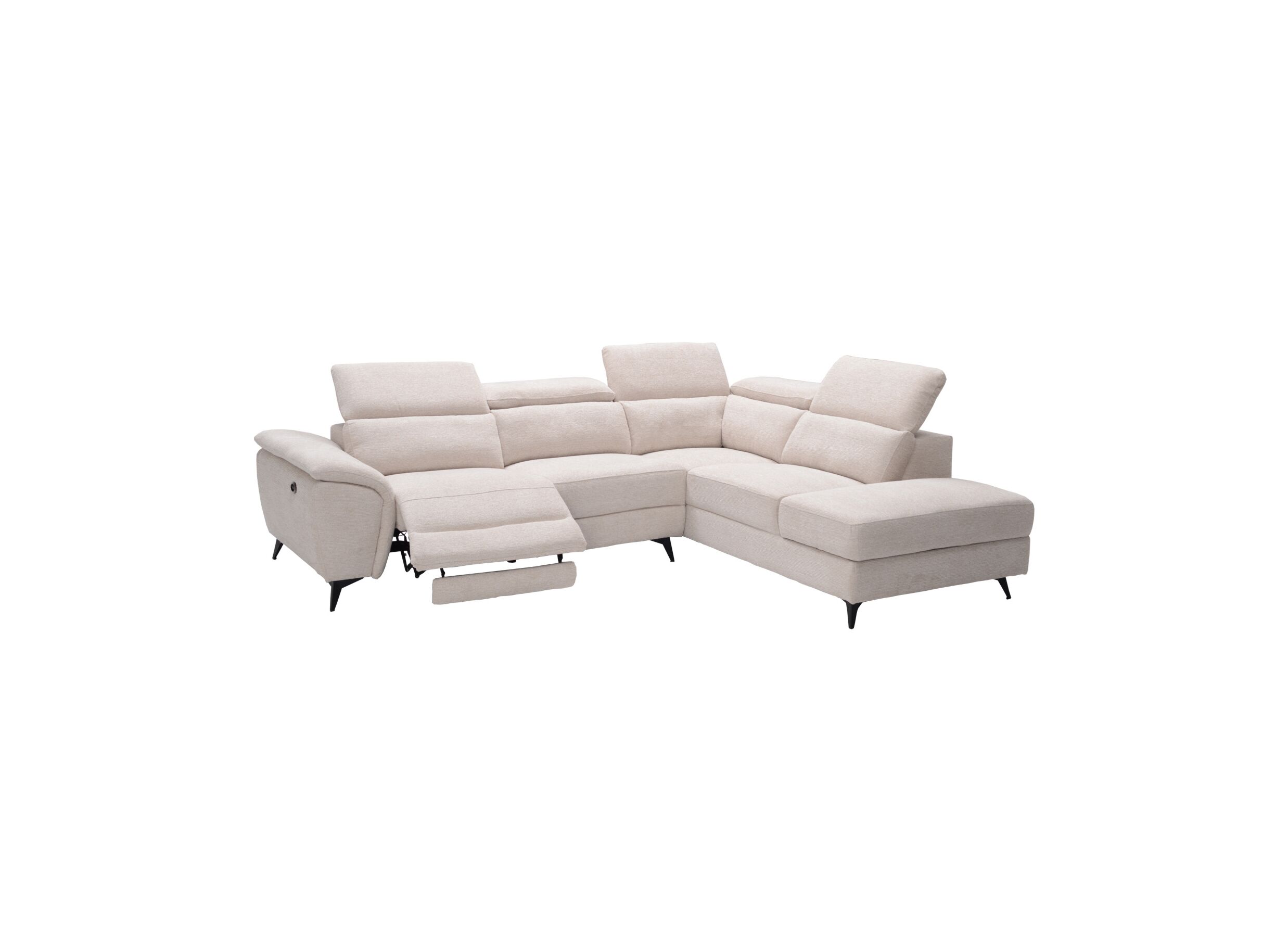Aperçu - Canapé d'angle Perfume 284x224cm - tissu - beige avec relax