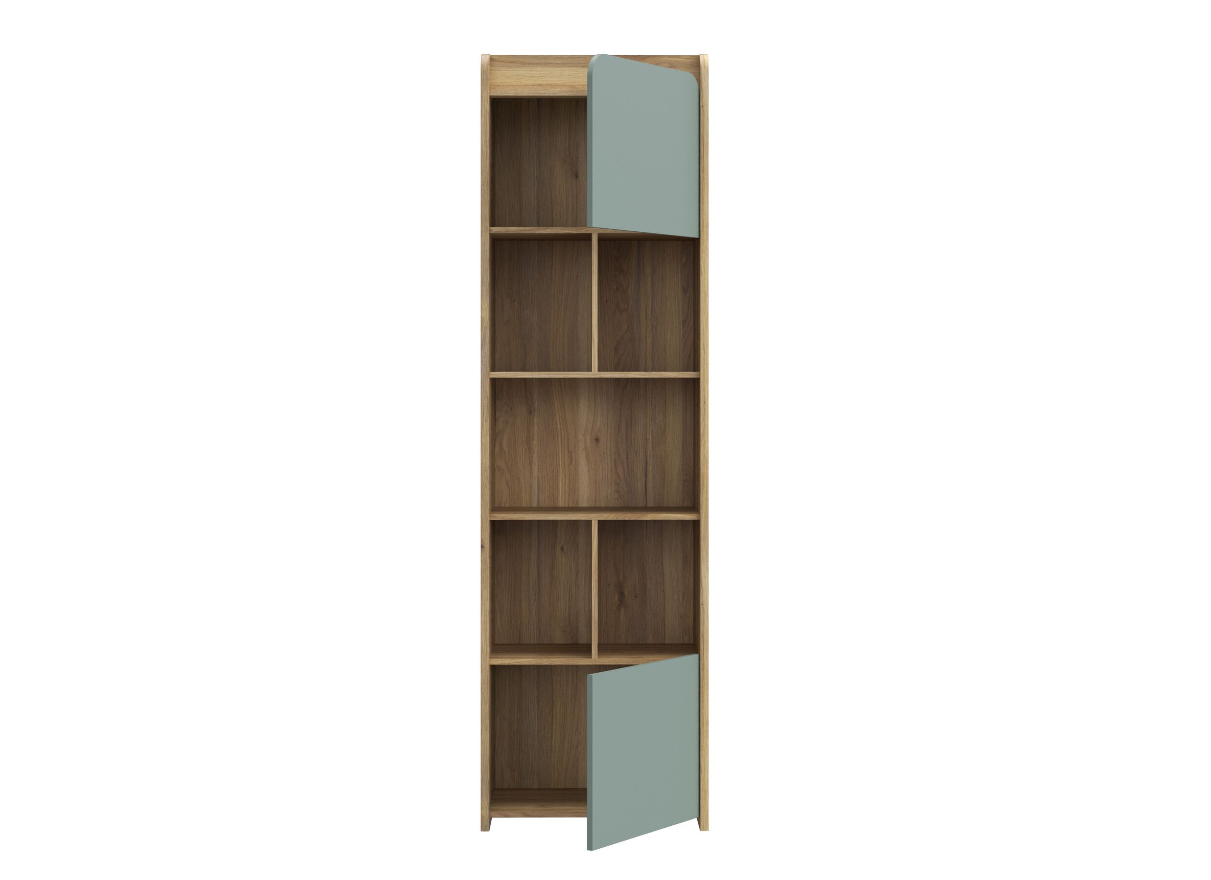 Disposition - Bibliothèque Hoa 59x41x204cm - déecor - chêne mauvella/vert
