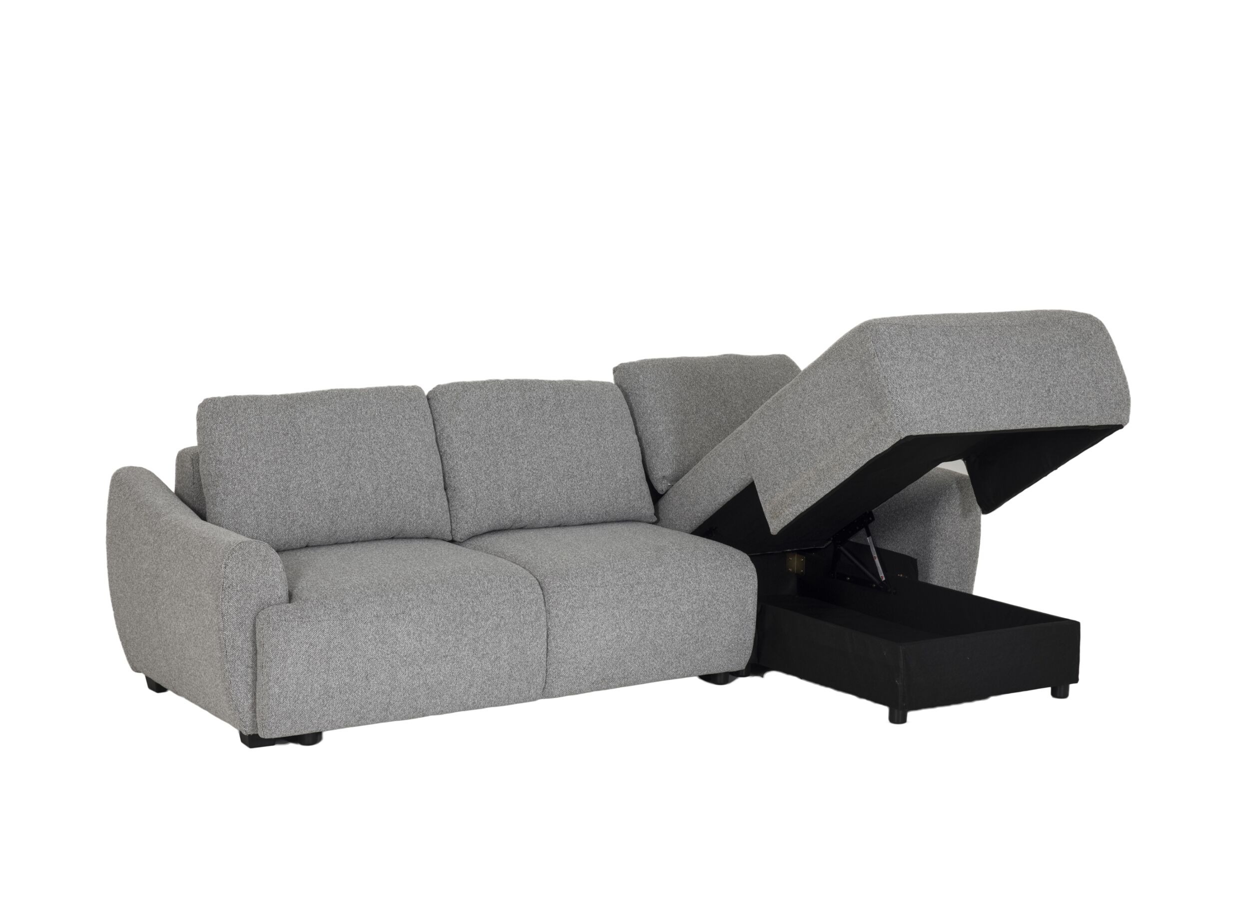 Overzichtsfoto - Hoeksalon Appia 269x169cm - stof - grijs met bedfunctie en opbergruimte