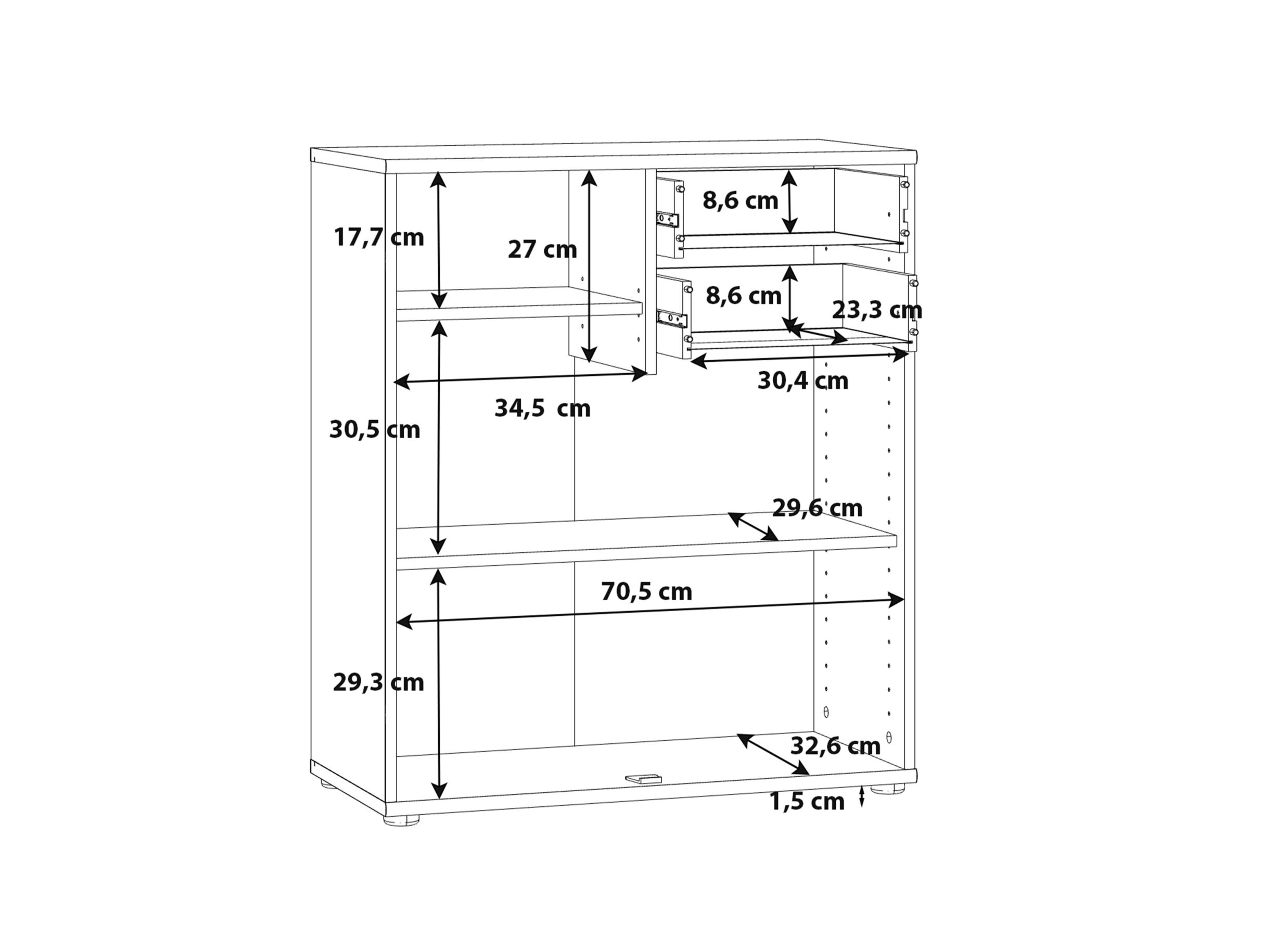 Dimensions - Commode Topic 74x35x86cm - décor - blanc