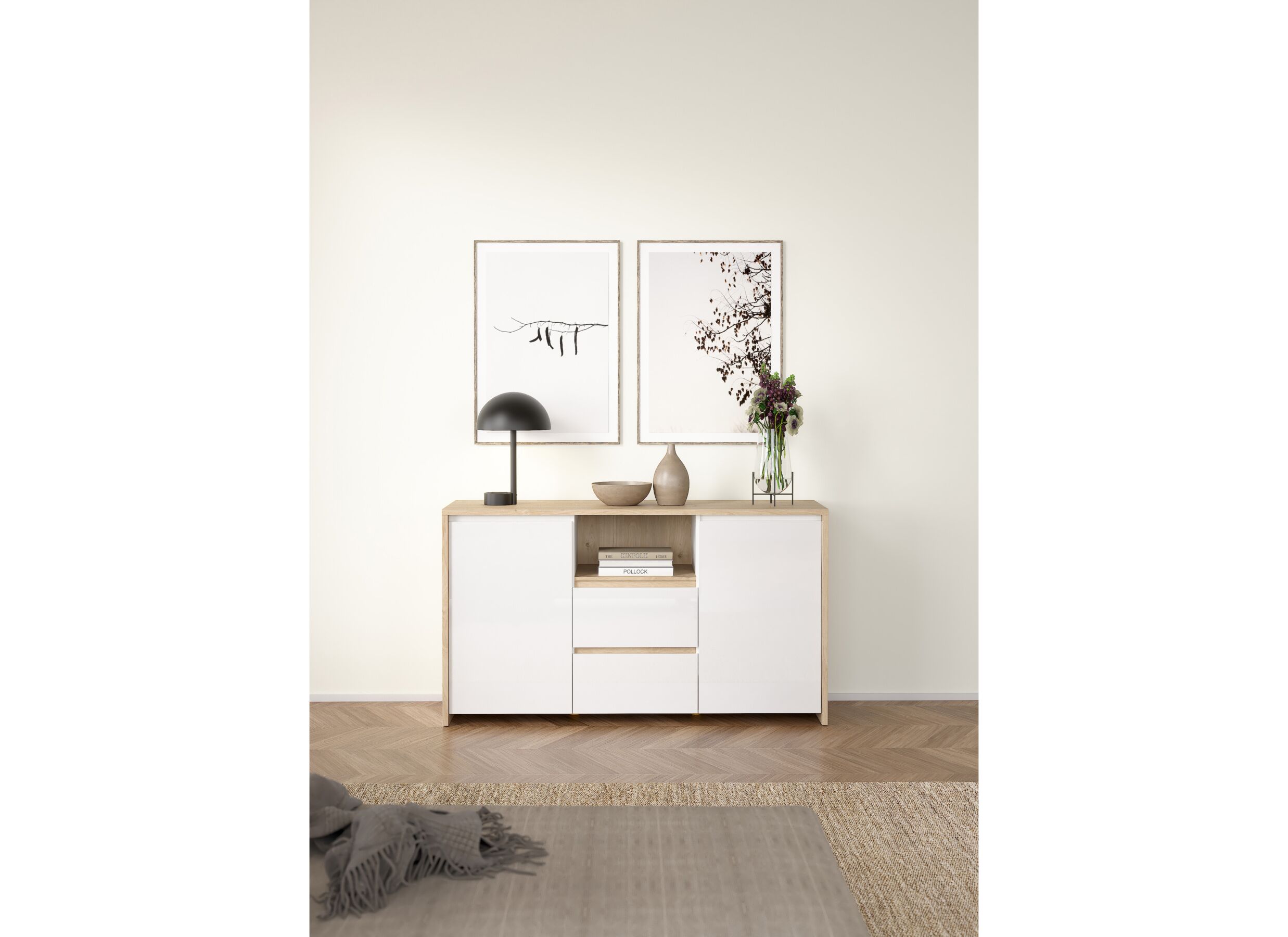 Foto ambiance - Buffet Next 149x48xH84cm - décor - blanc & jackson hickory