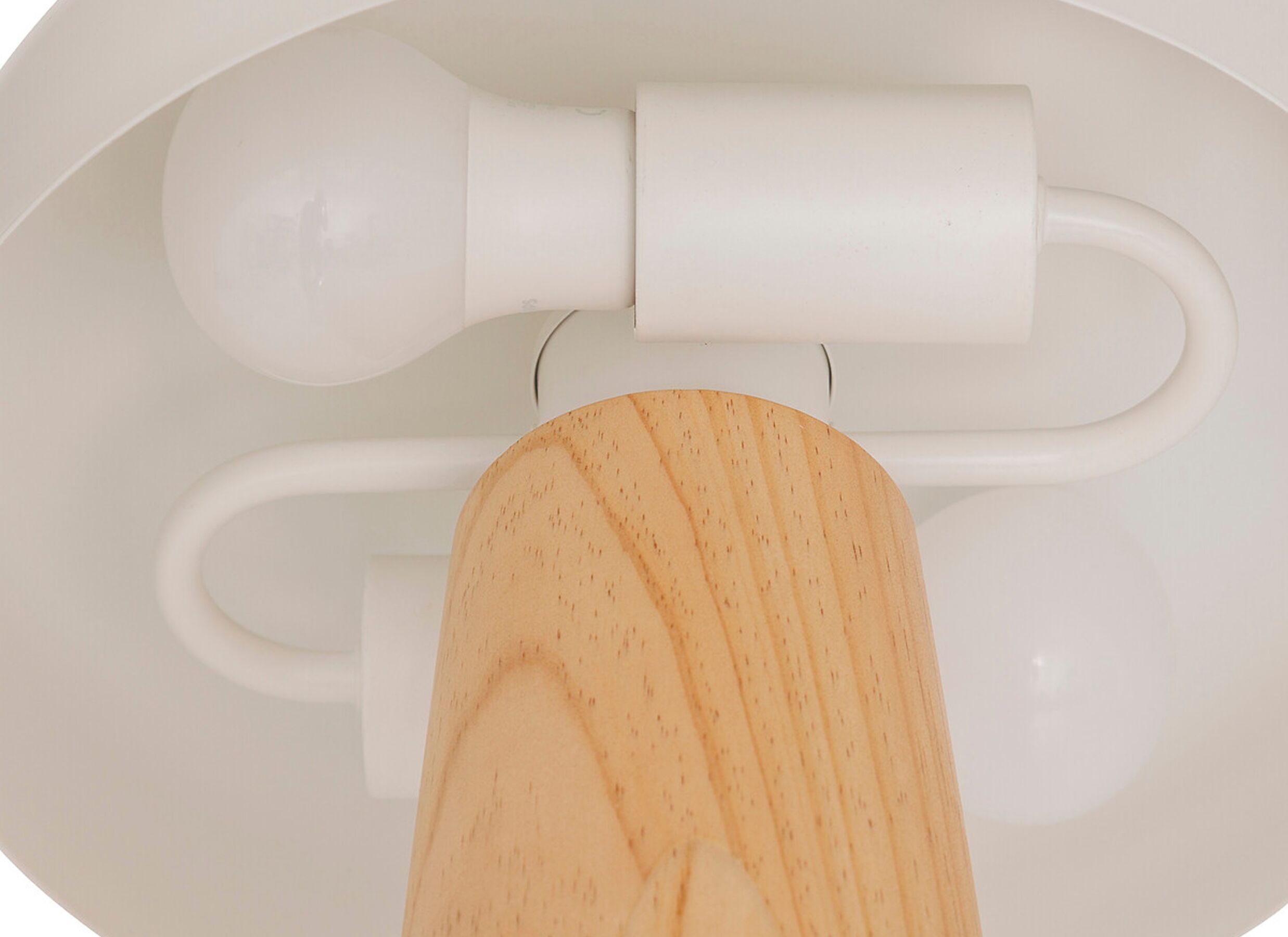 Detail - Lampe de table Champignon Pola H35cm E27 - hévéa et acier - blanc et naturel