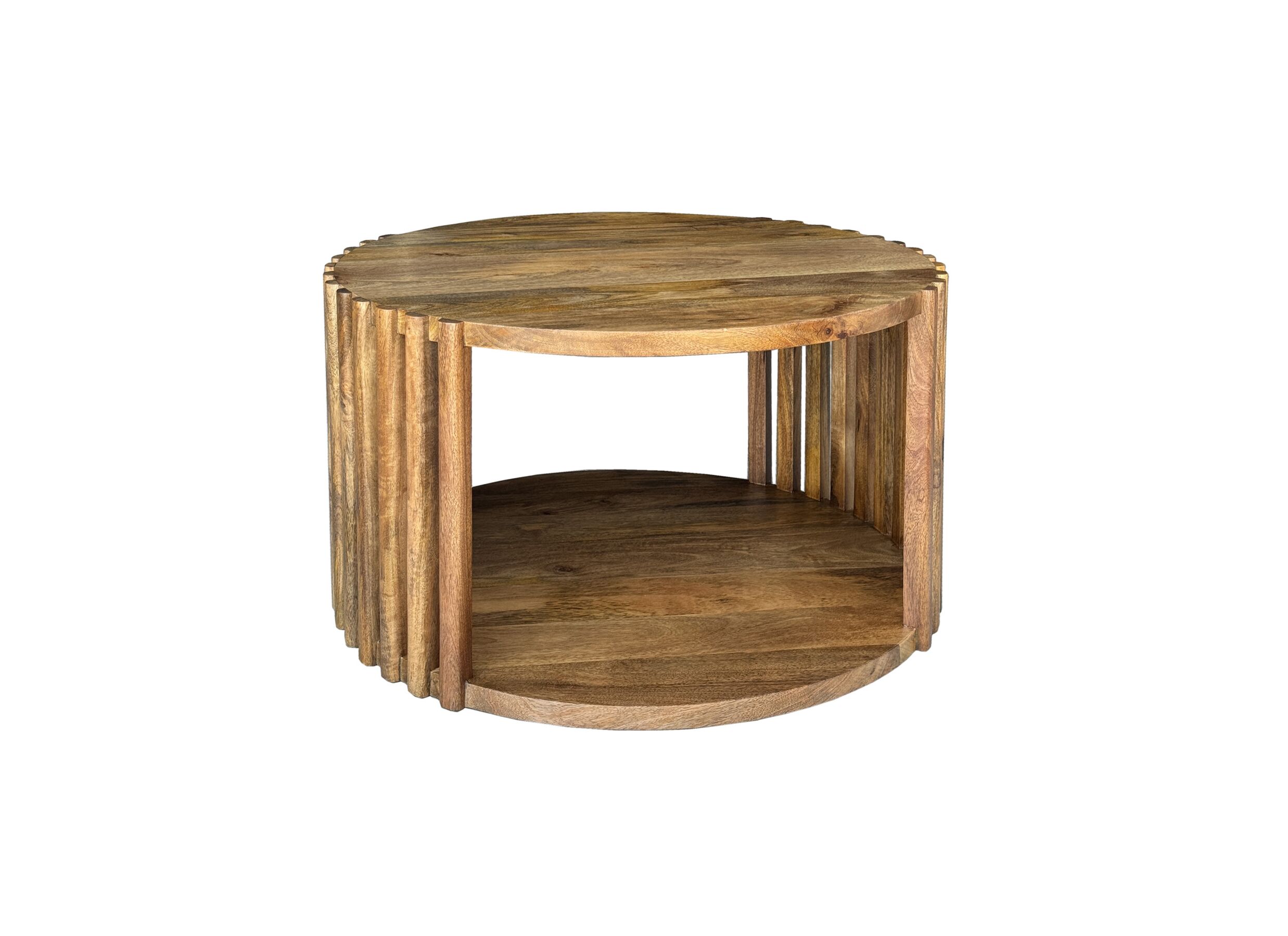 Table basse Solara bois massif ronde avec rangement