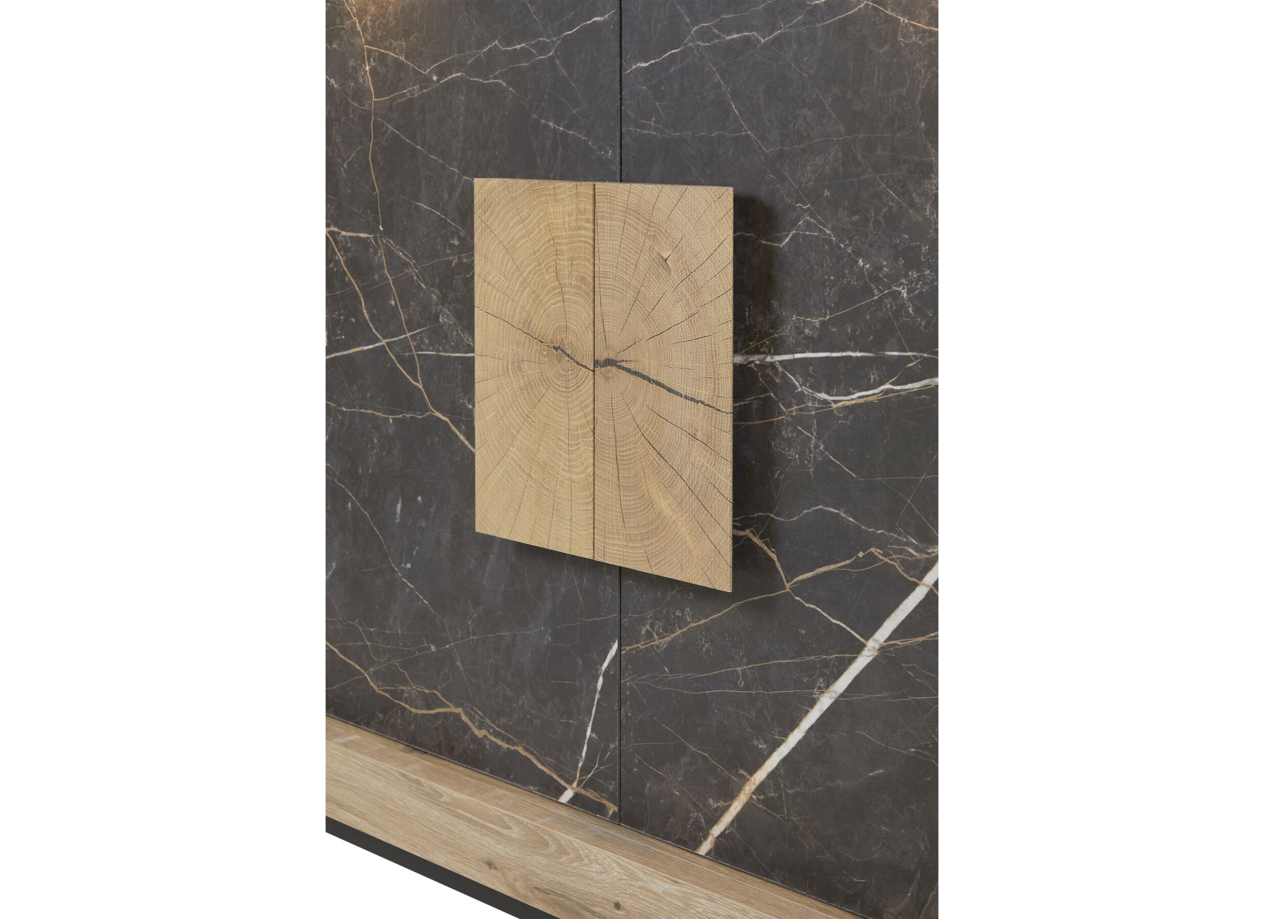 Detailfoto - Dressoir Sacha 240cm - melamine - canyon oak & marble