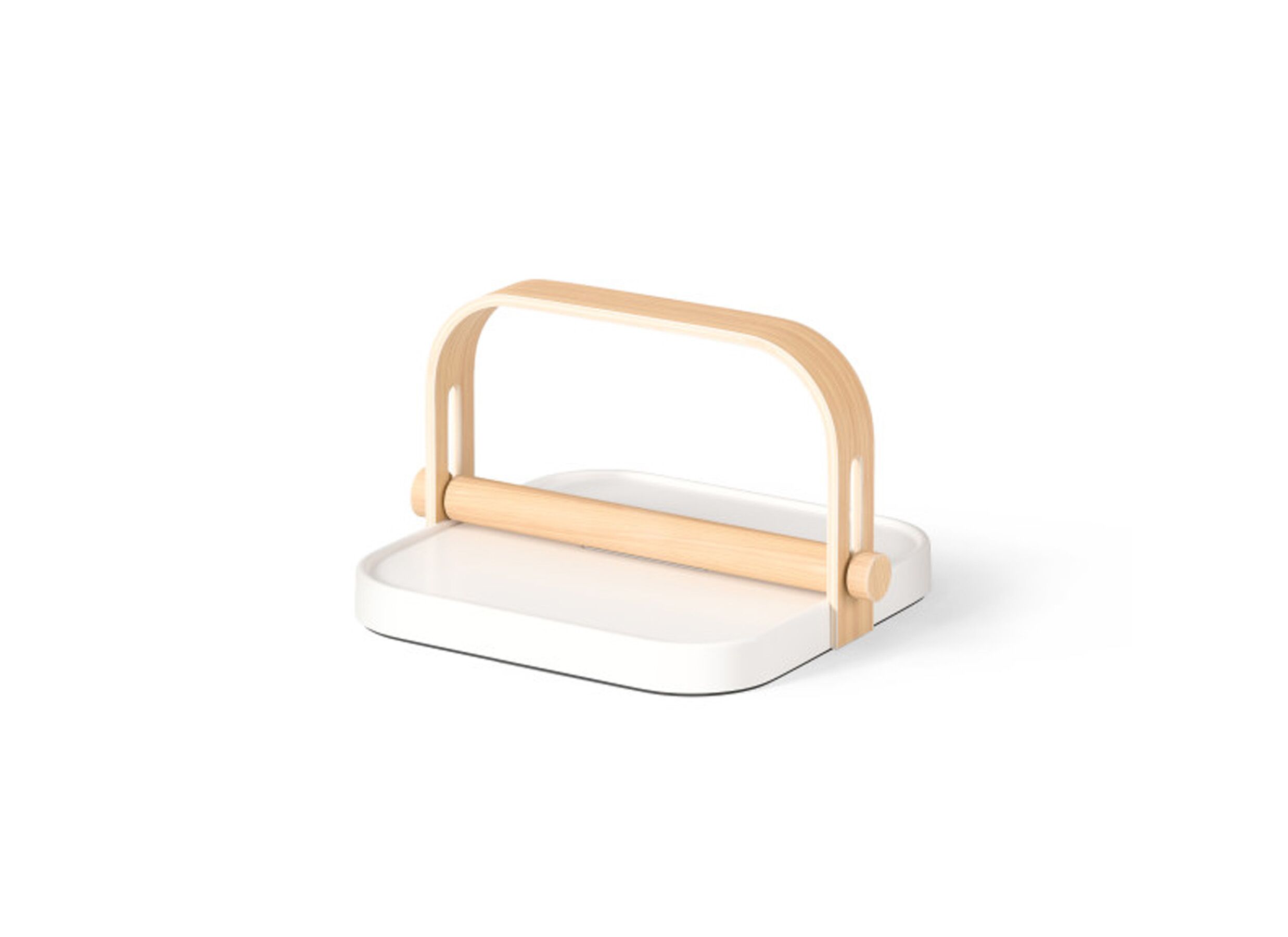 Servettenhouder Bellewood 23x20cm - kunststof & hout - wit & naturel - Servettenhouder Bellewood 23x20cm - kunststof & hout - wit & naturel