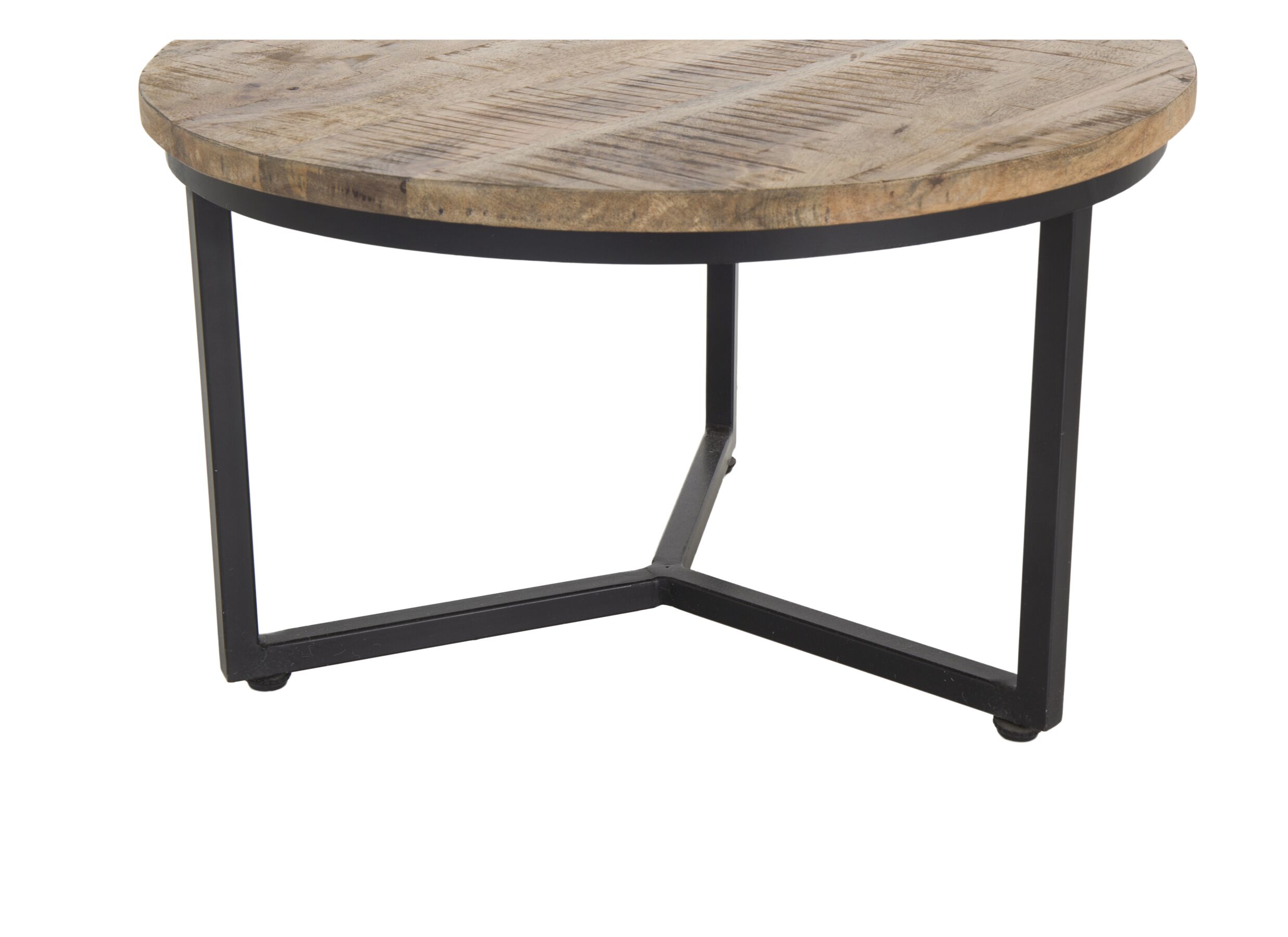 Detailfoto - Bijzettafel Scrooge hout massief metaal rond set van 2
