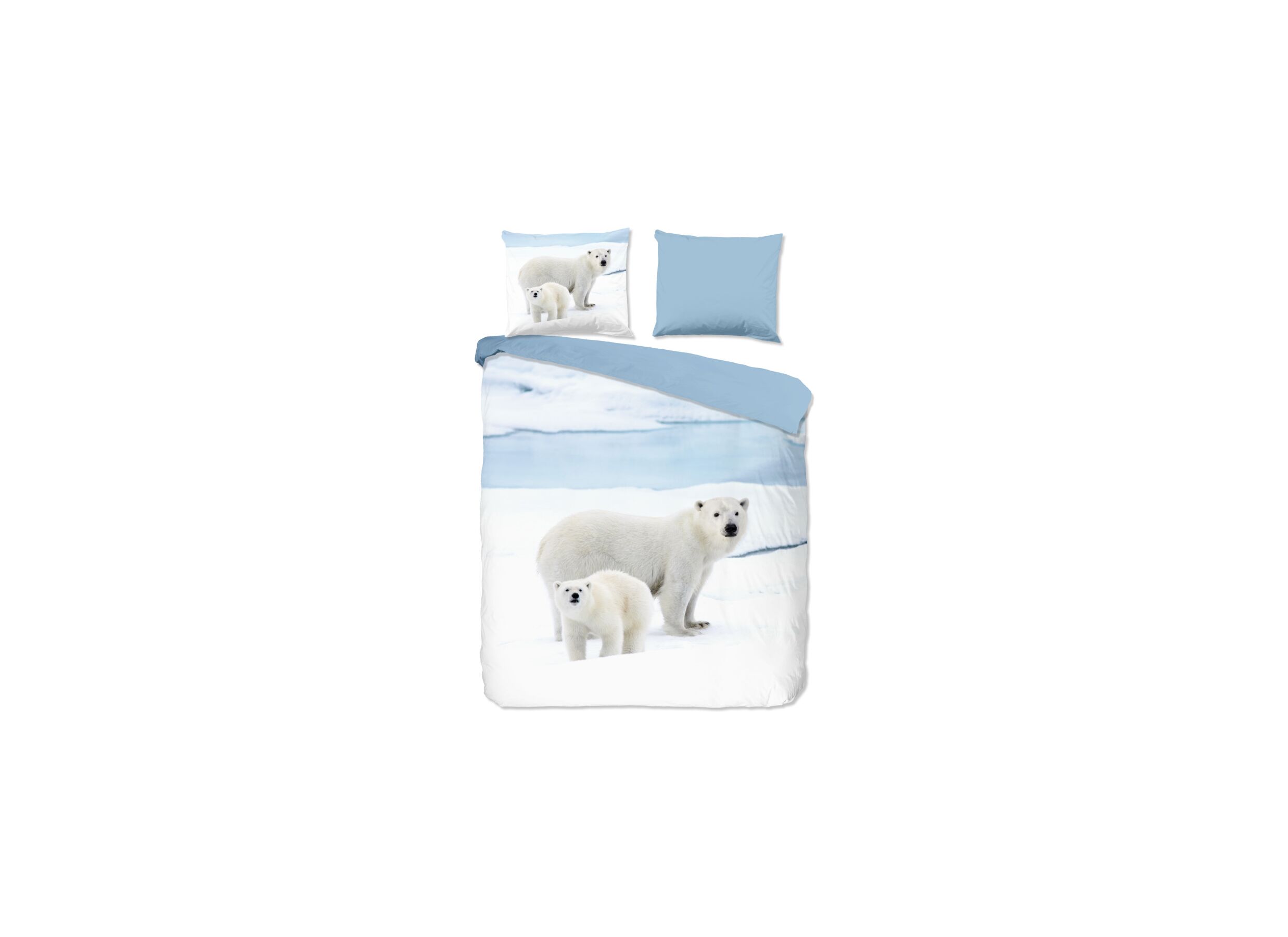 Dekbedovertrek Care 240x220cm - flanel - blauw/wit - Dekbedovertrek Care 240x220cm - flanel - blauw/wit