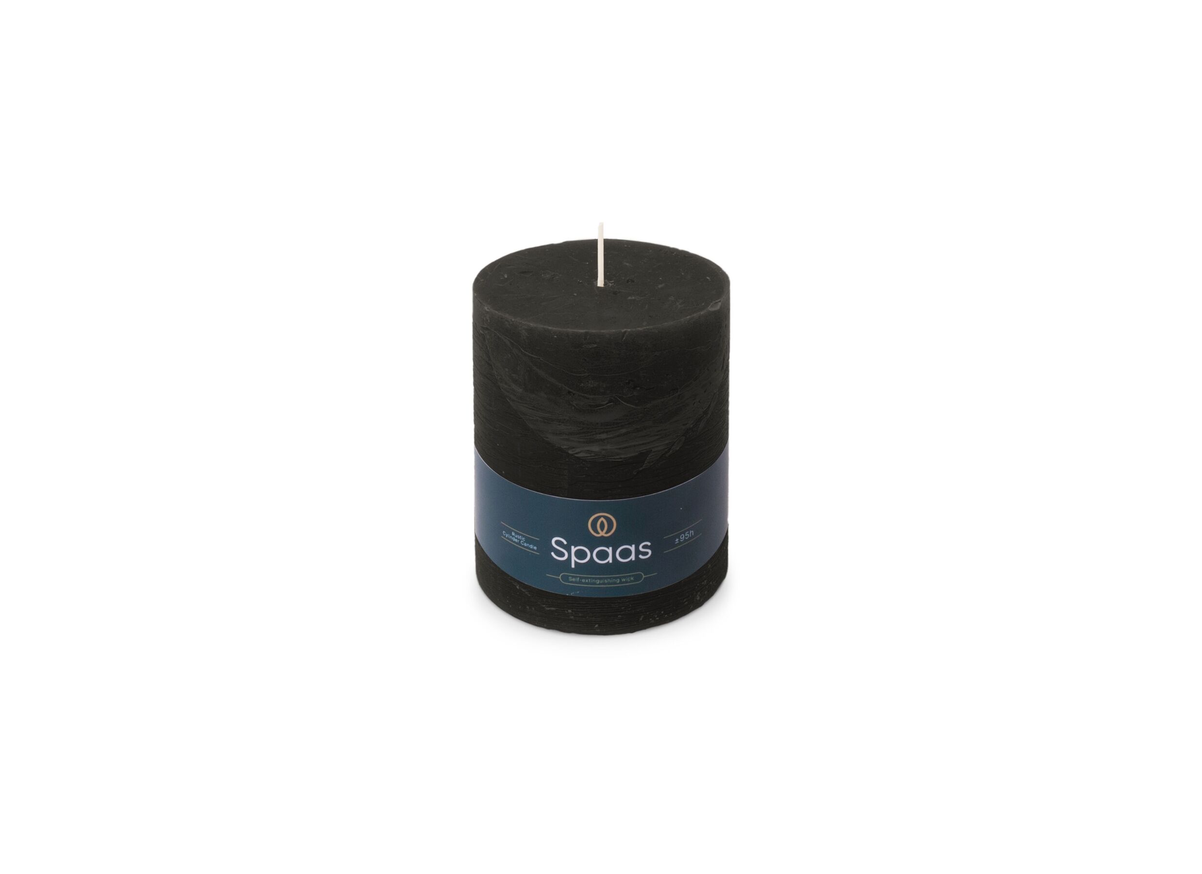 Kaars Cilinder Rustiek 95u - paraffine - zwart - Bougie Cylindre Rustique 95h - paraffine - noir